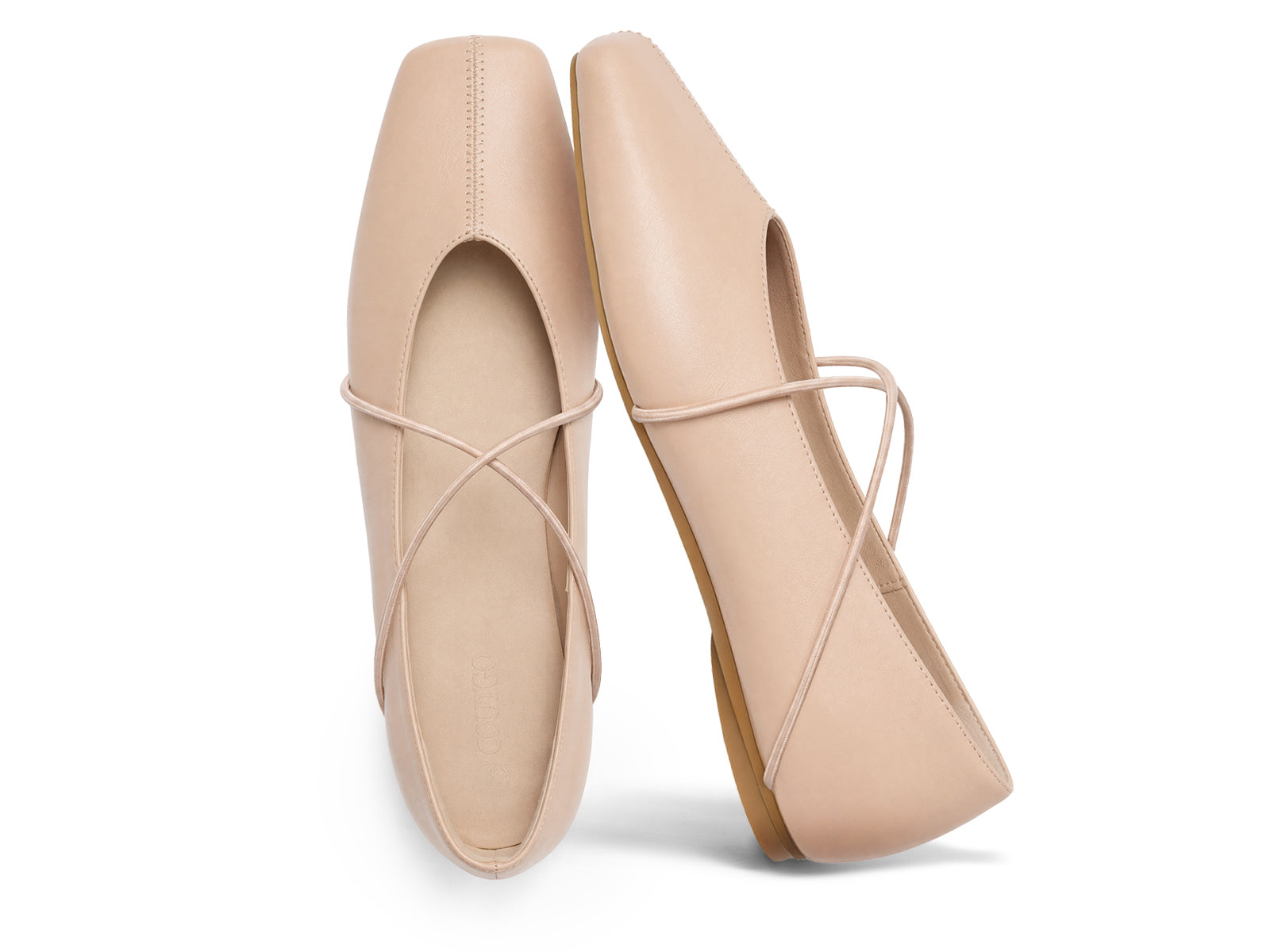 Coutgo Womens Light Khaki Ballet Flats