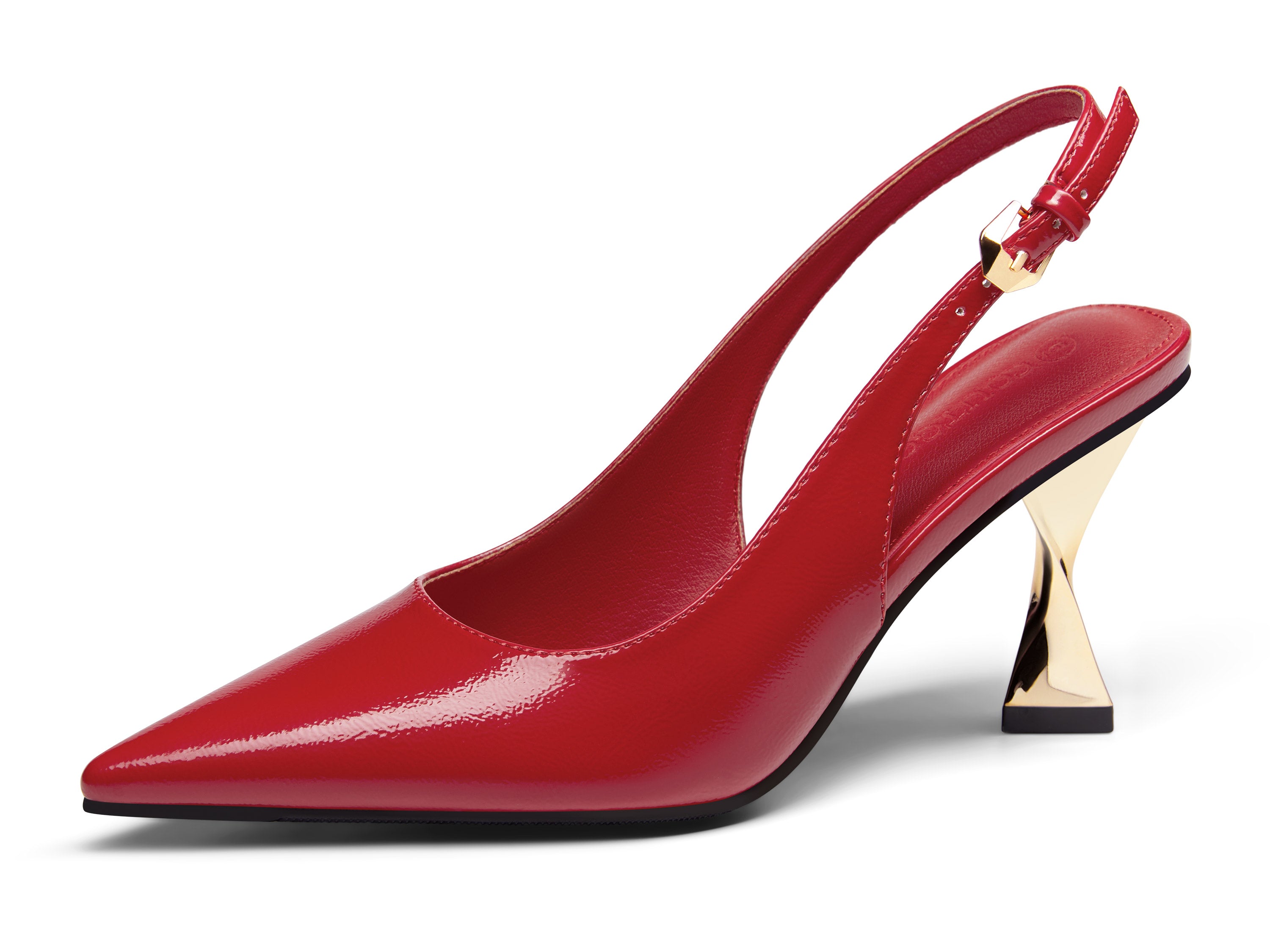 Coutgo Women's Red Kitten Slingback Heels