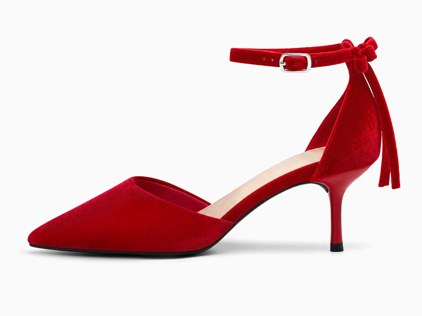Coutgo Womens Red Kitten Low Heels