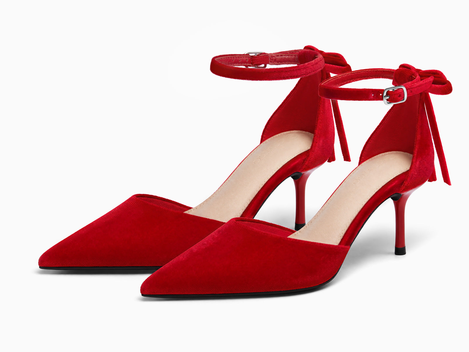 Coutgo Womens Red Kitten Low Heels