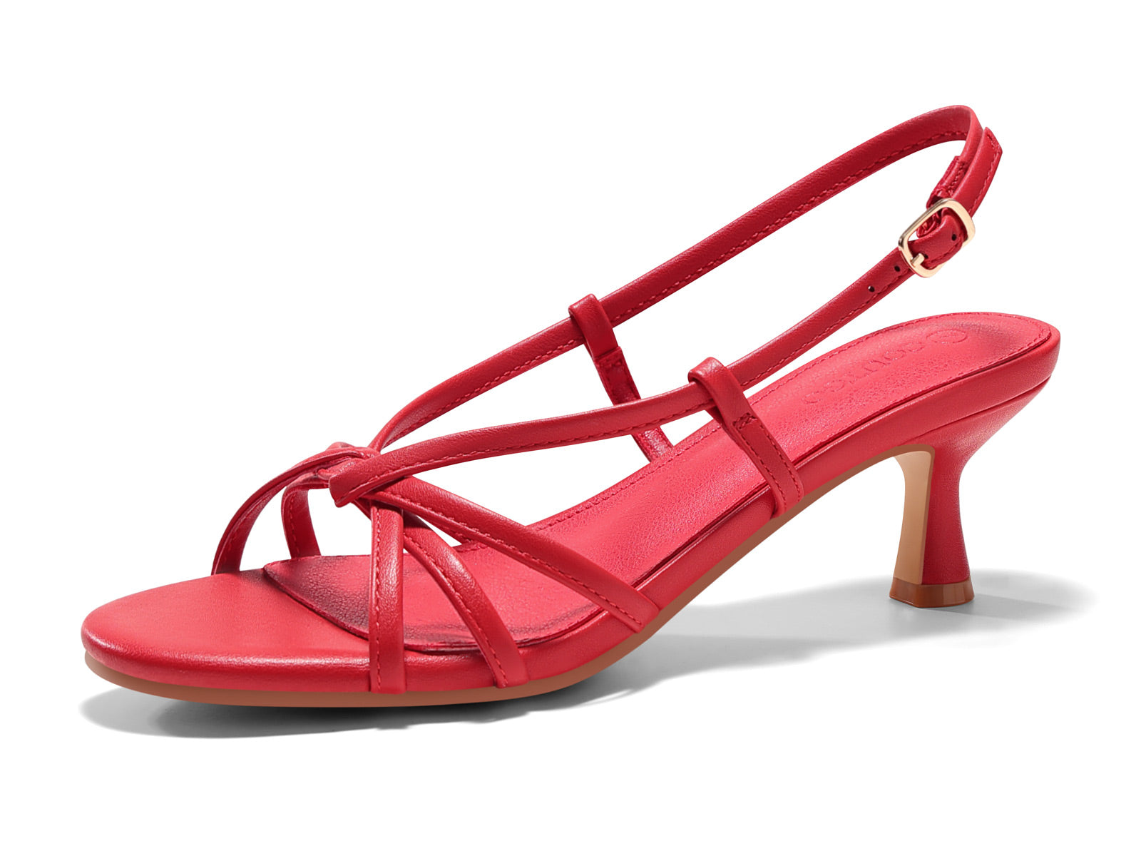 Coutgo Women’s Red Strappy Sandals Slingback Kitten