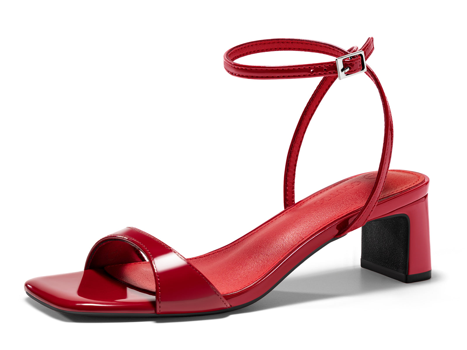 Coutgo Womens Red Chunky Low Heel Sandals