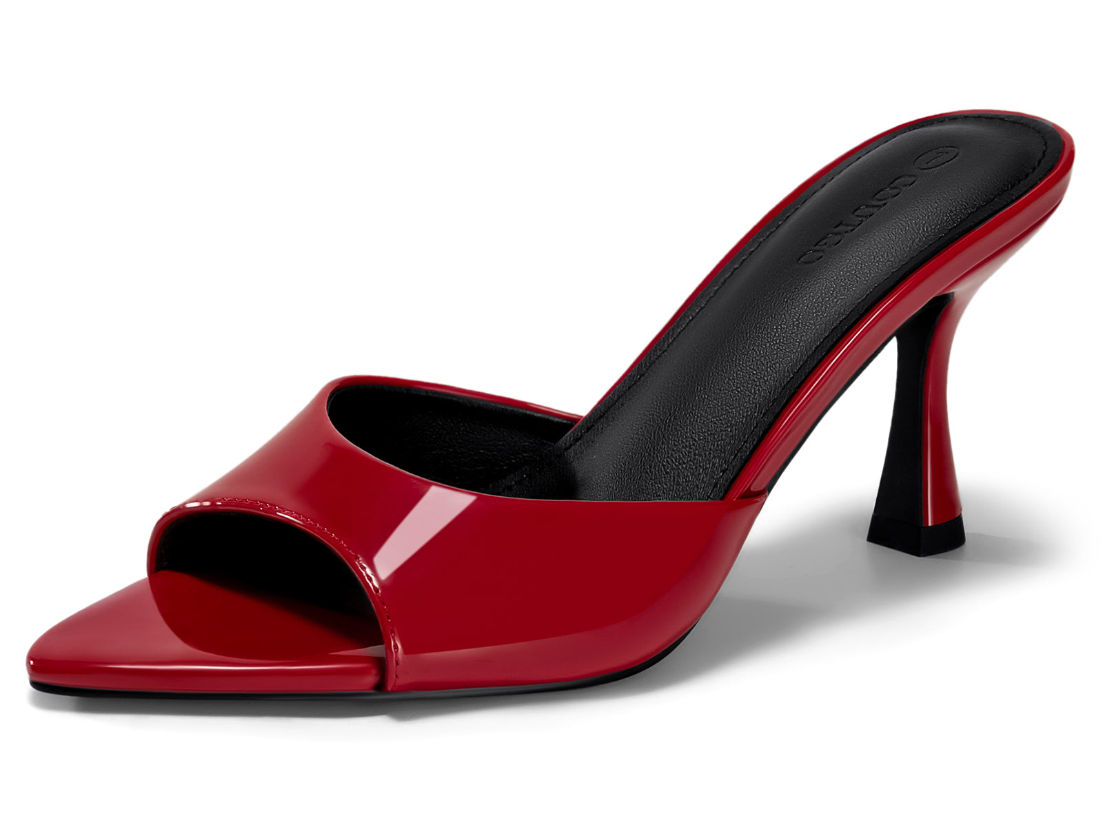 Coutgo Womens Red Heeled Mules High Heels