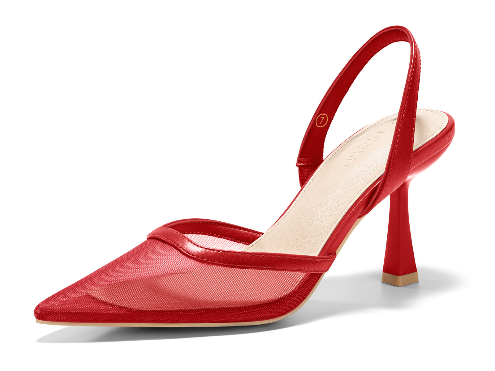 Coutgo Womens Red Mesh Slingback Heels
