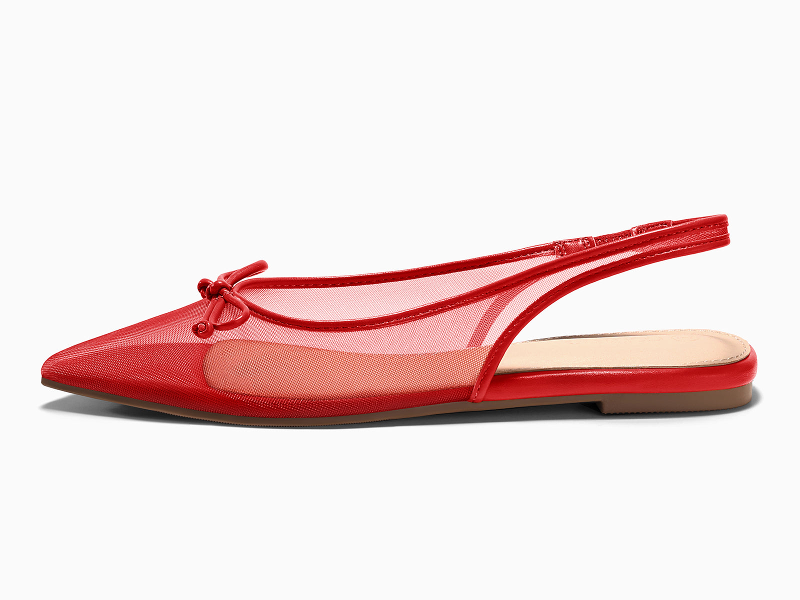 Coutgo Womens Red Slingback Flats