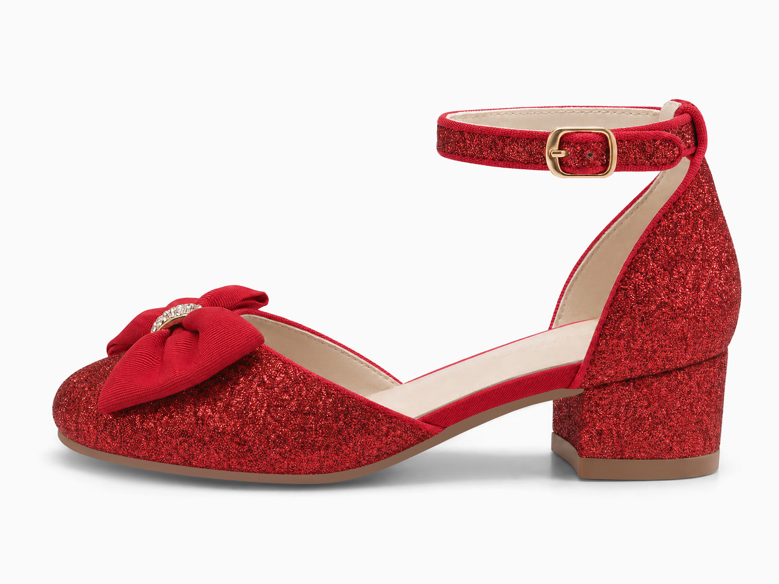 Coutgo Womens Red Slingback Chunky Low Heels