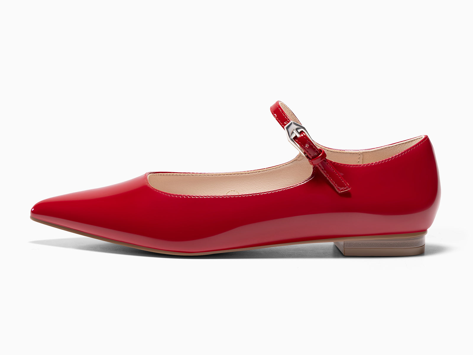 Coutgo Womens Red Mary Jane Flats