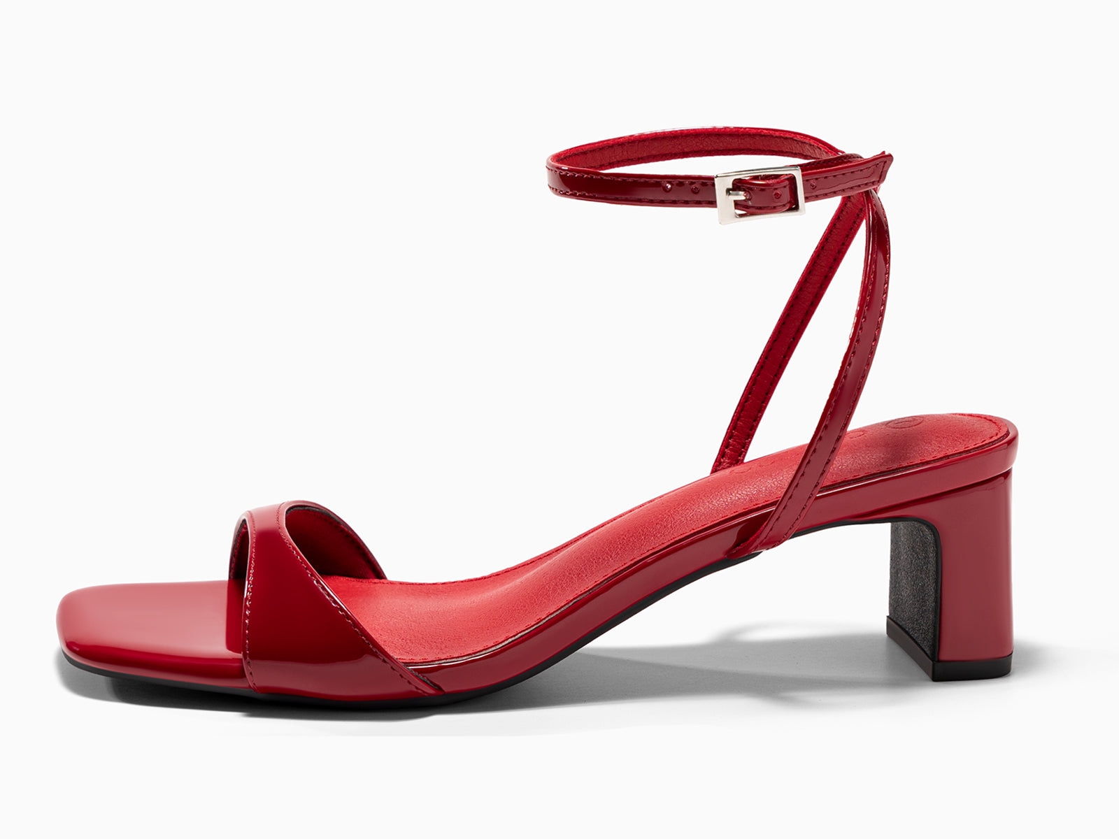 Coutgo Womens Red Chunky Low Heel Sandals