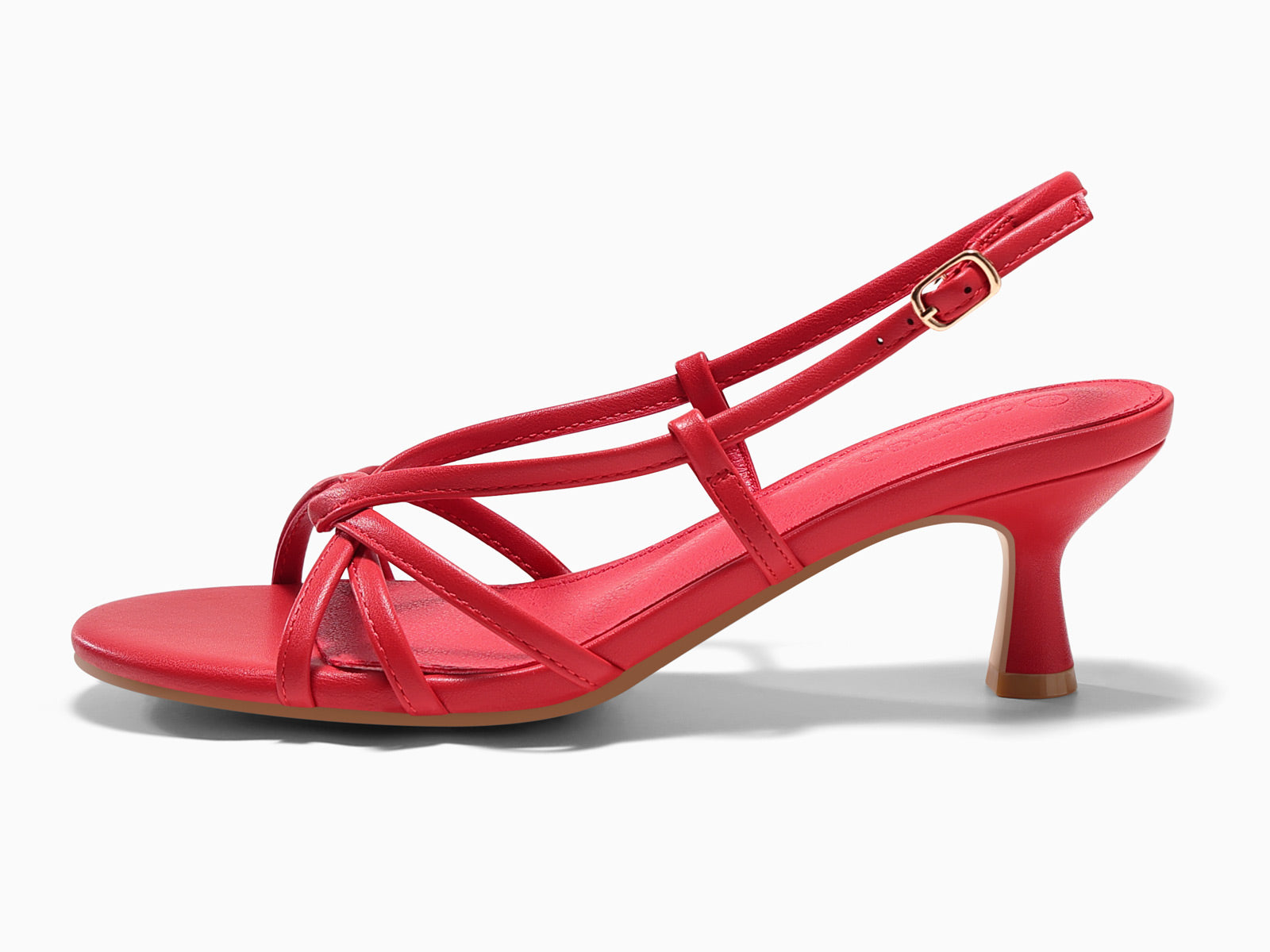 Coutgo Women’s Red Strappy Sandals Slingback Kitten