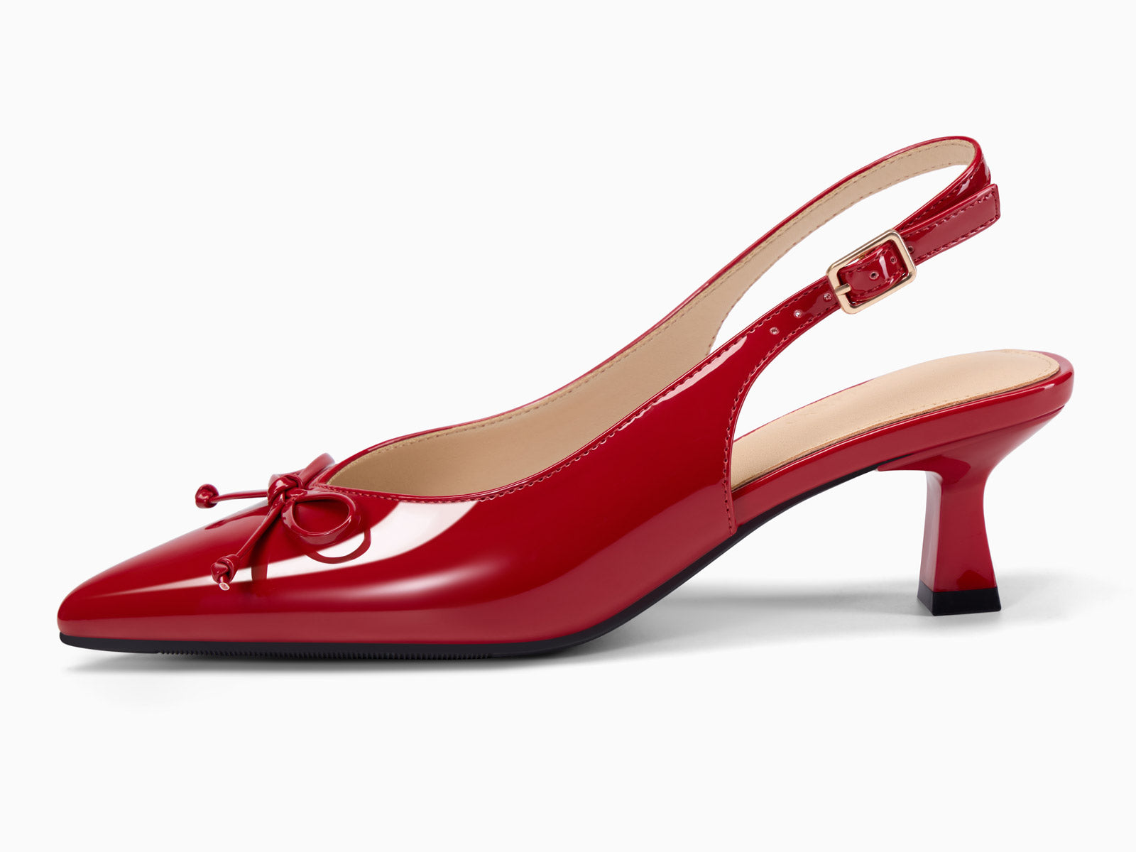 Coutgo Women Red Bow Slingback Pumps