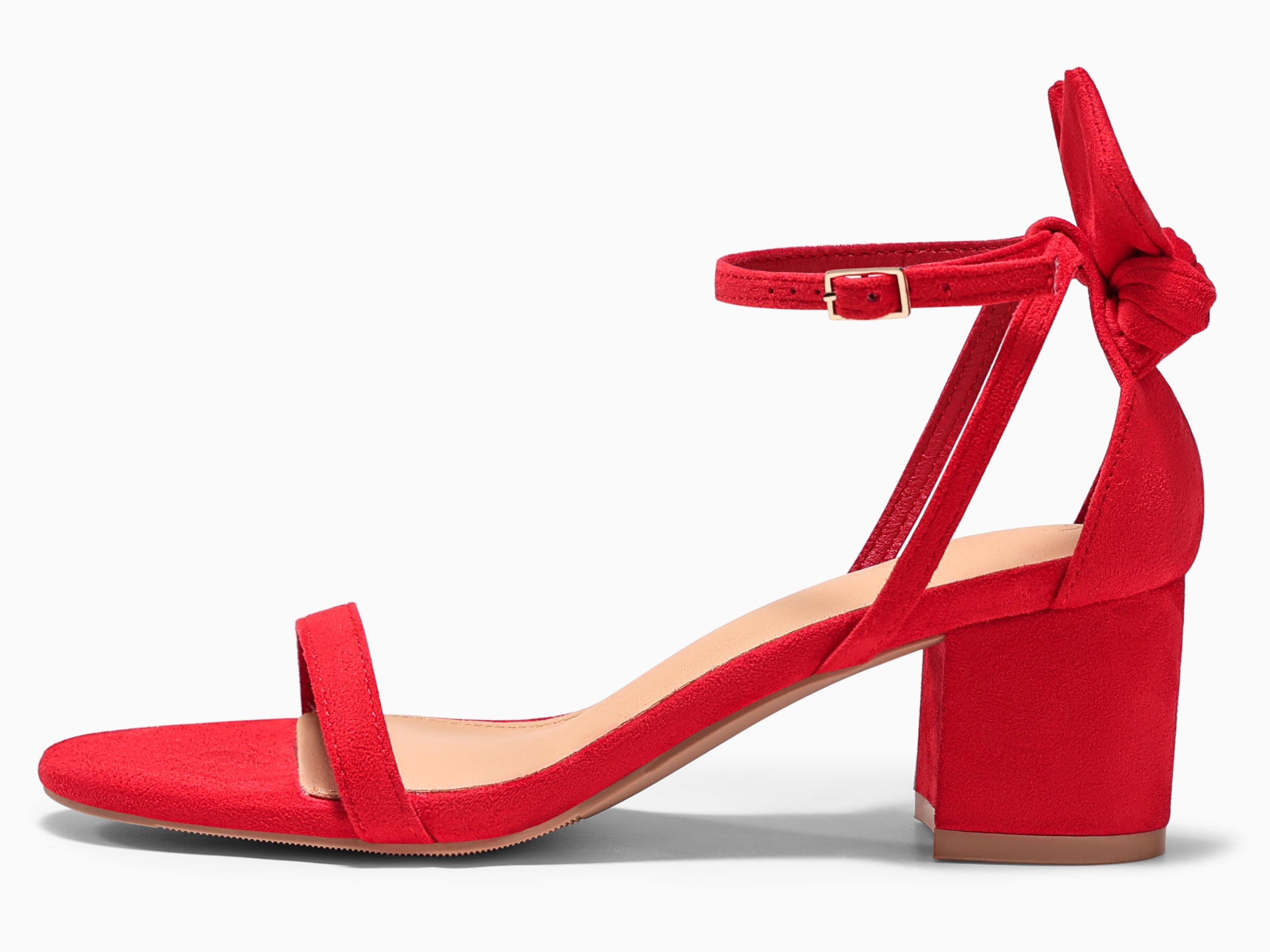 Coutgo Womens Red Chunky Low Heels