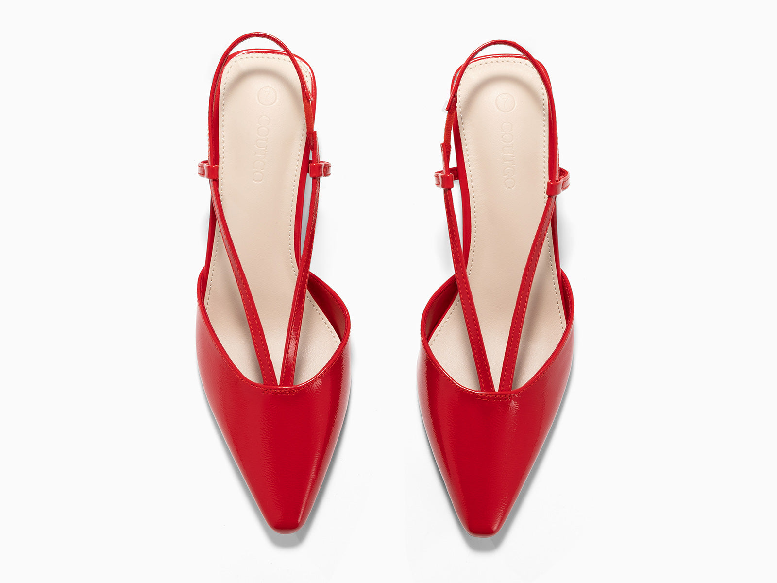 Coutgo Womens Red Low Chunky Heels
