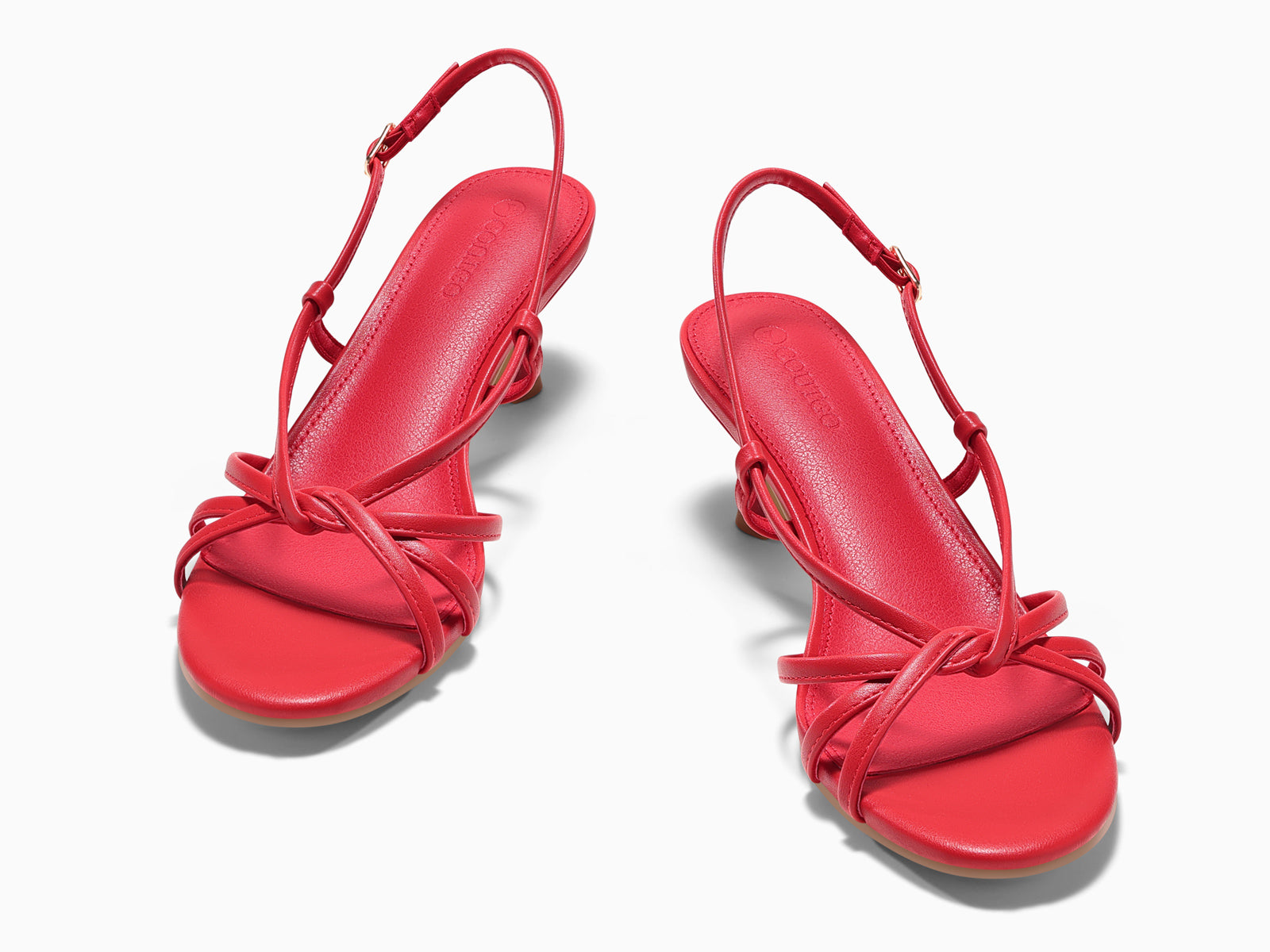 Coutgo Women’s Red Strappy Sandals Slingback Kitten