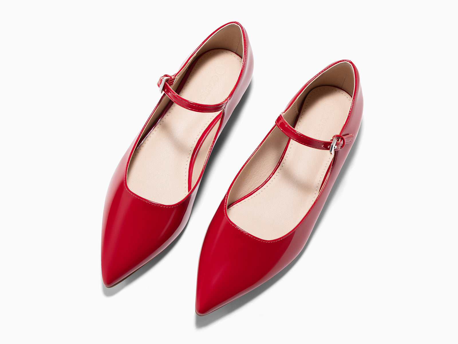 Coutgo Womens Red Mary Jane Flats
