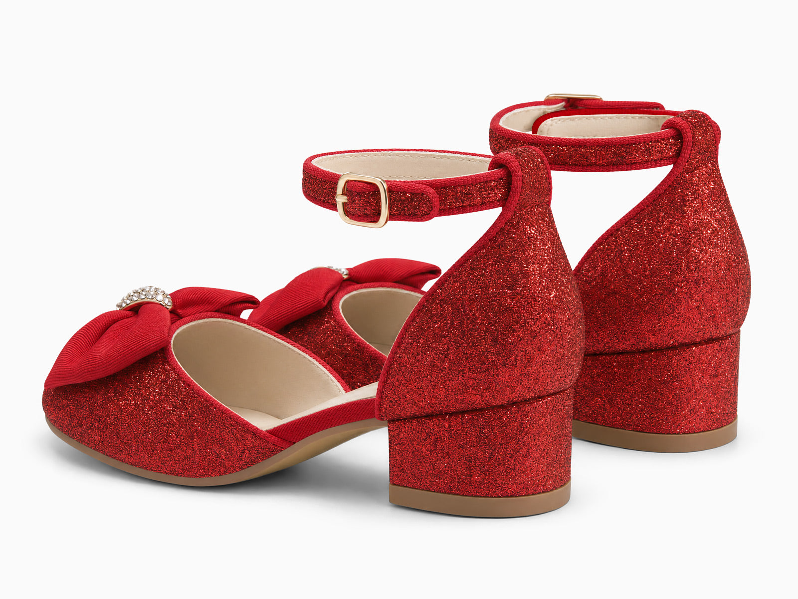 Coutgo Womens Red Slingback Chunky Low Heels