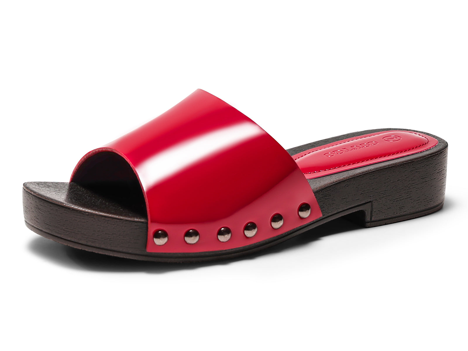 Coutgo Womens Red Platform Chunky Heels Sandals