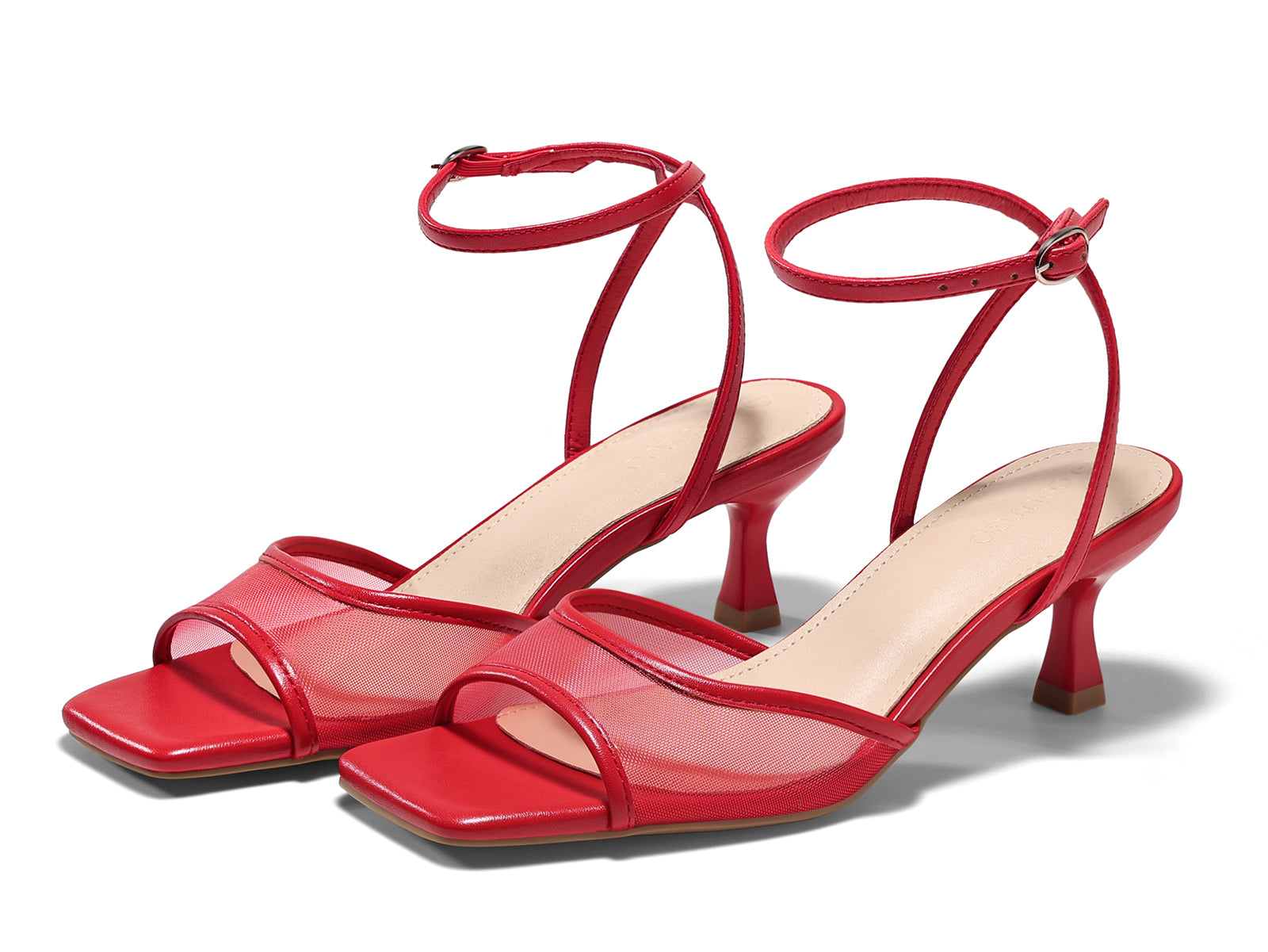 Coutgo Womens Red Kitten Low Heels