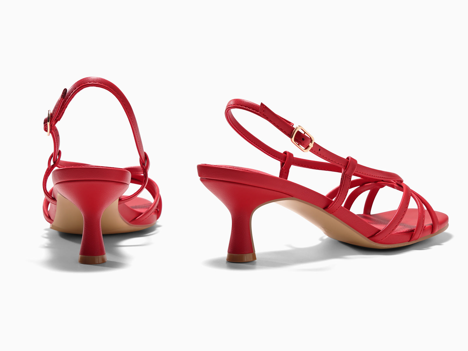 Coutgo Women’s Red Strappy Sandals Slingback Kitten