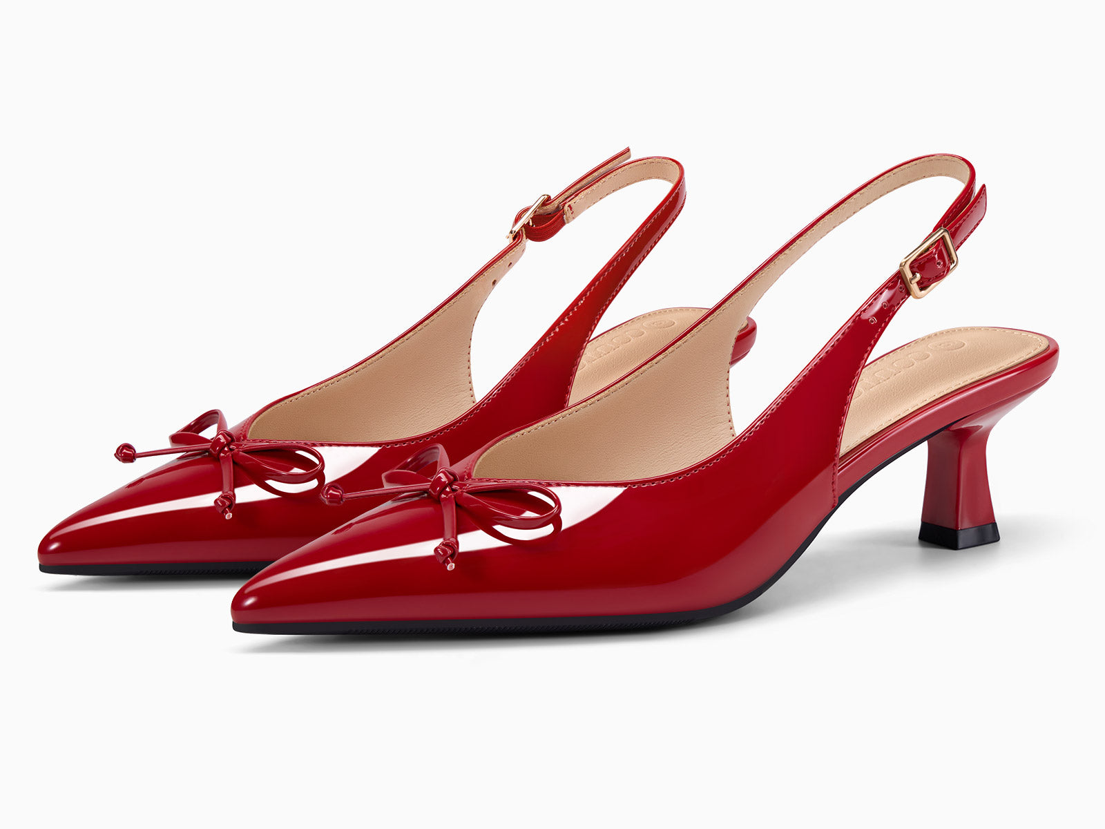 Coutgo Women Red Bow Slingback Pumps