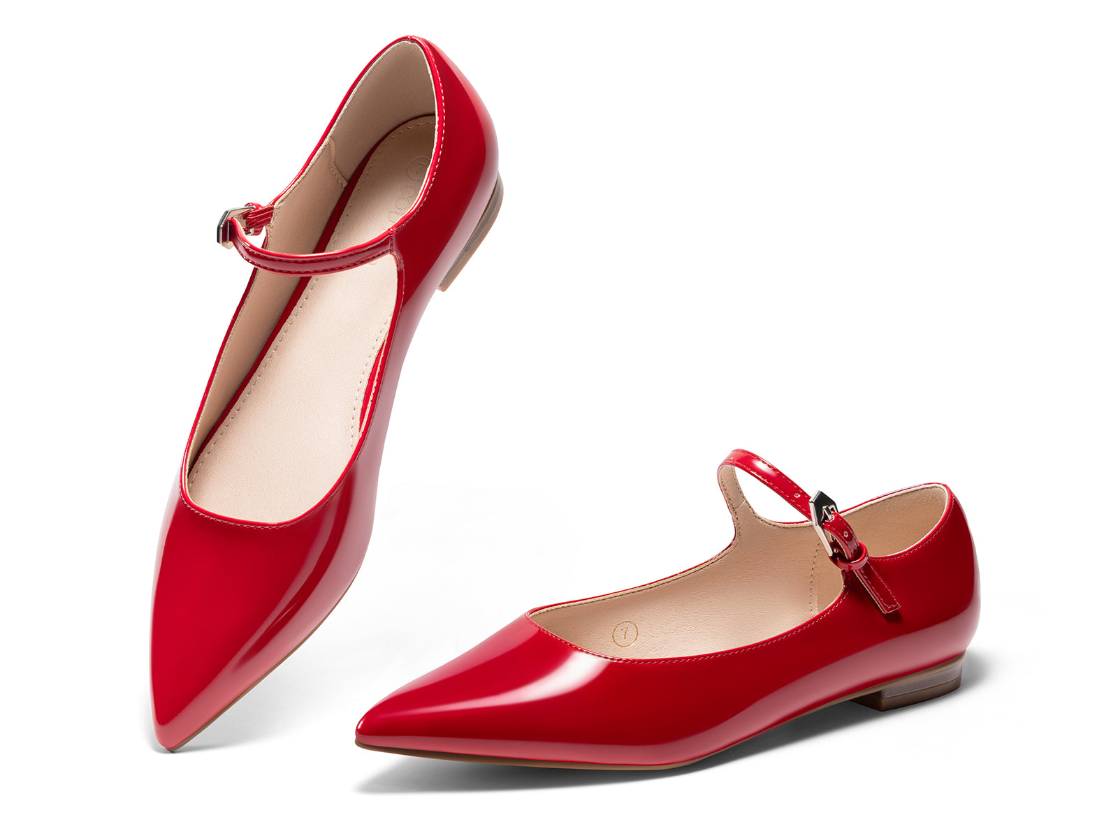 Coutgo Womens Red Mary Jane Flats