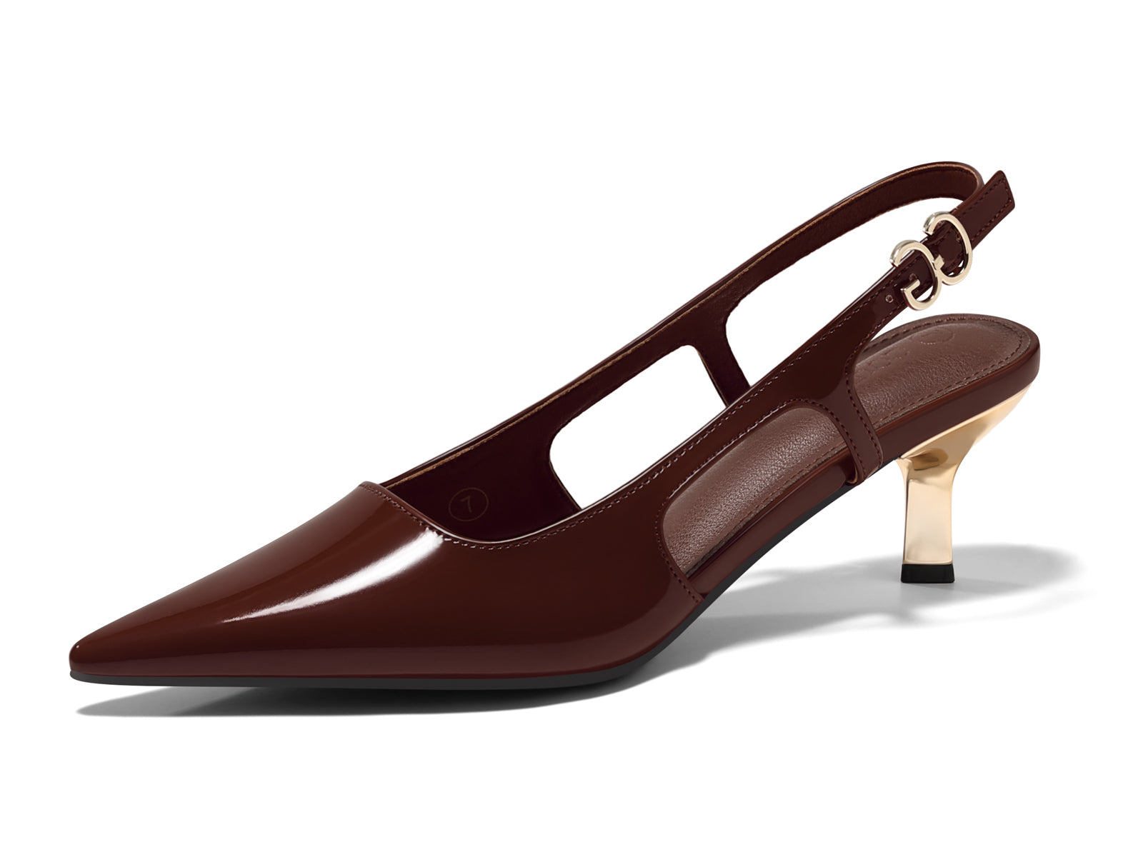 Coutgo Womens Red Brown Low Kitten Heels