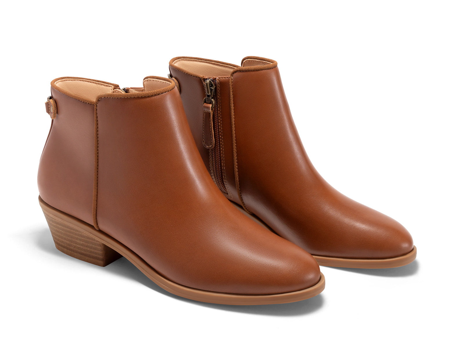 Coutgo Red-Brown Womens Side Zip Ankle Boots