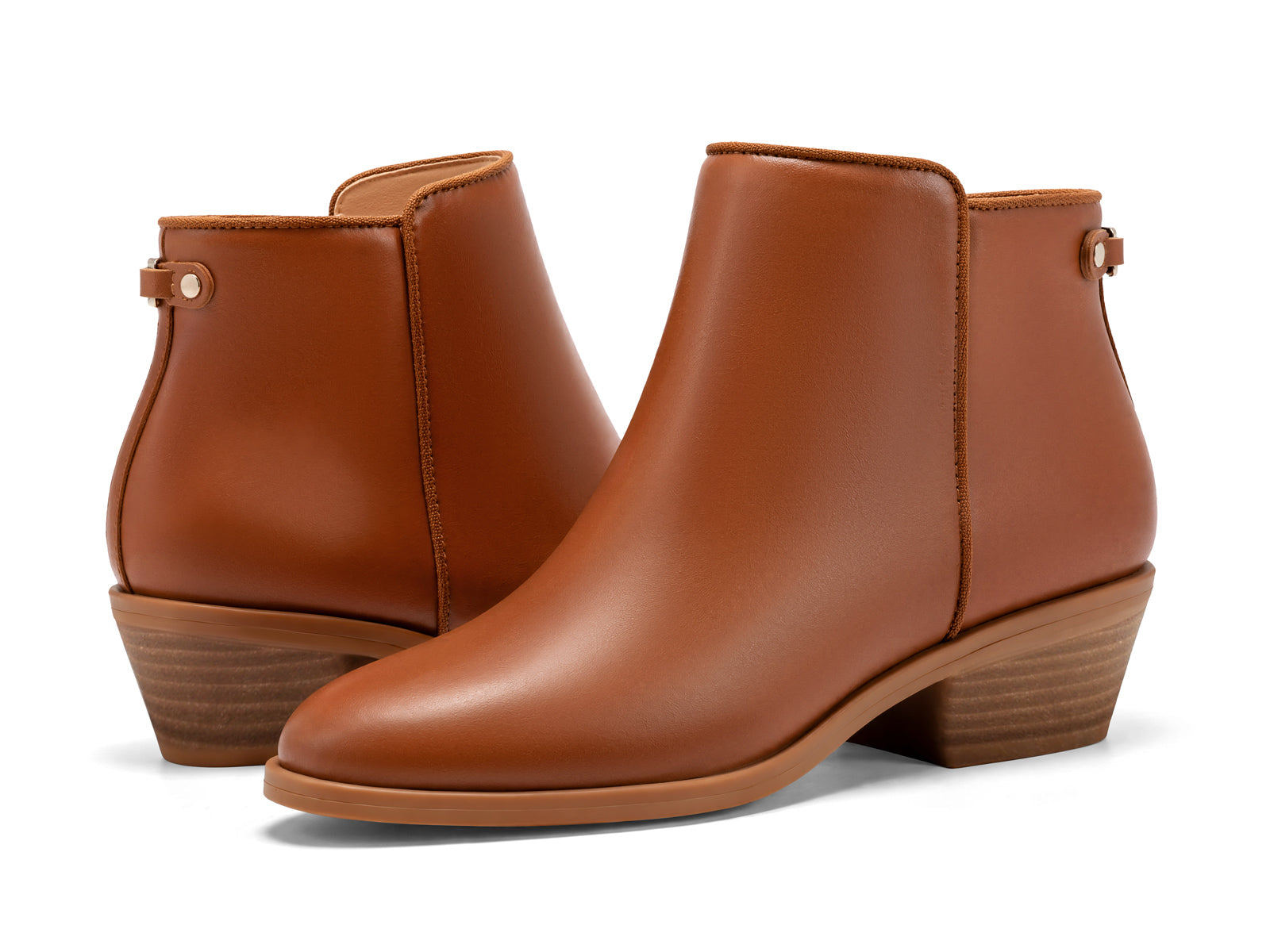 Coutgo Red-Brown Womens Side Zip Ankle Boots