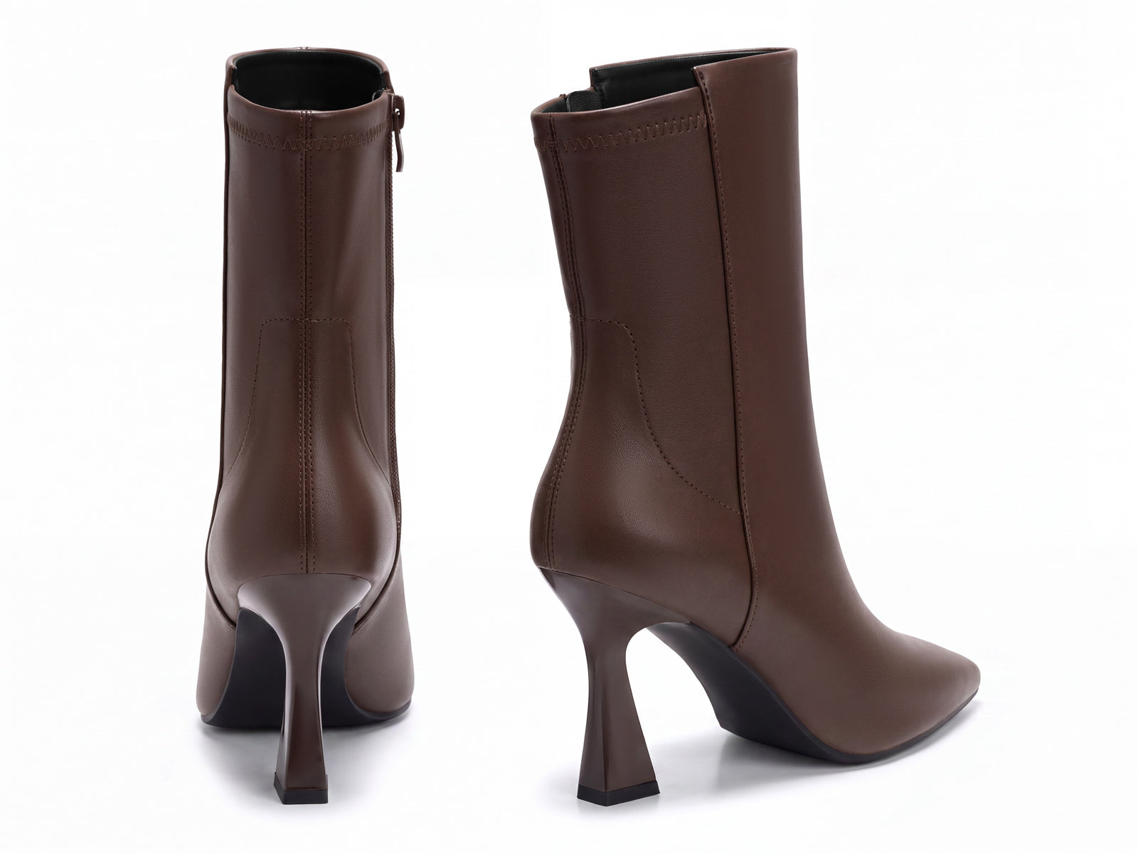 Coutgo Red Brown Womens Ankle Boots