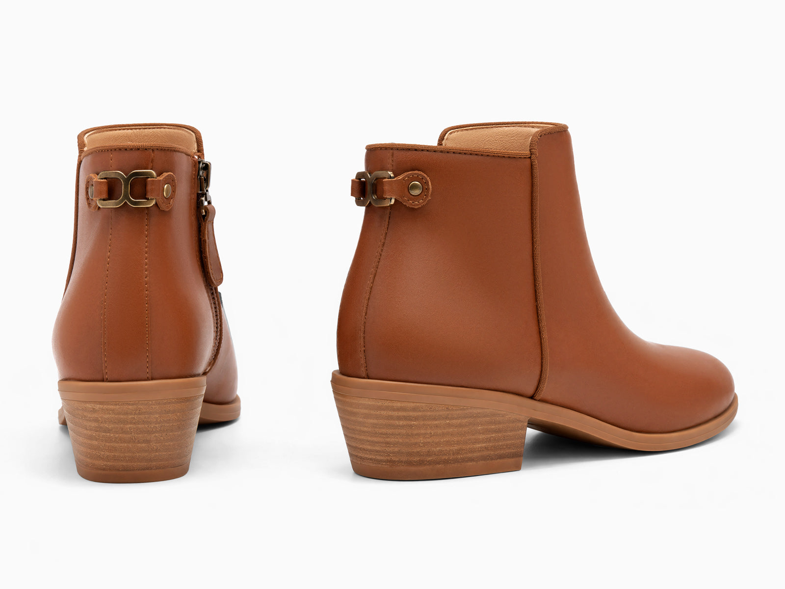 Coutgo Red-Brown Womens Side Zip Ankle Boots