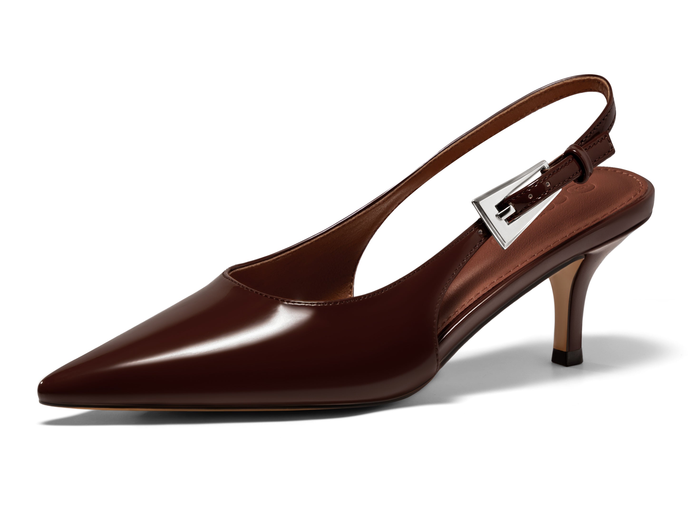 Coutgo Womens Red Brown Slingback Kitten Heels