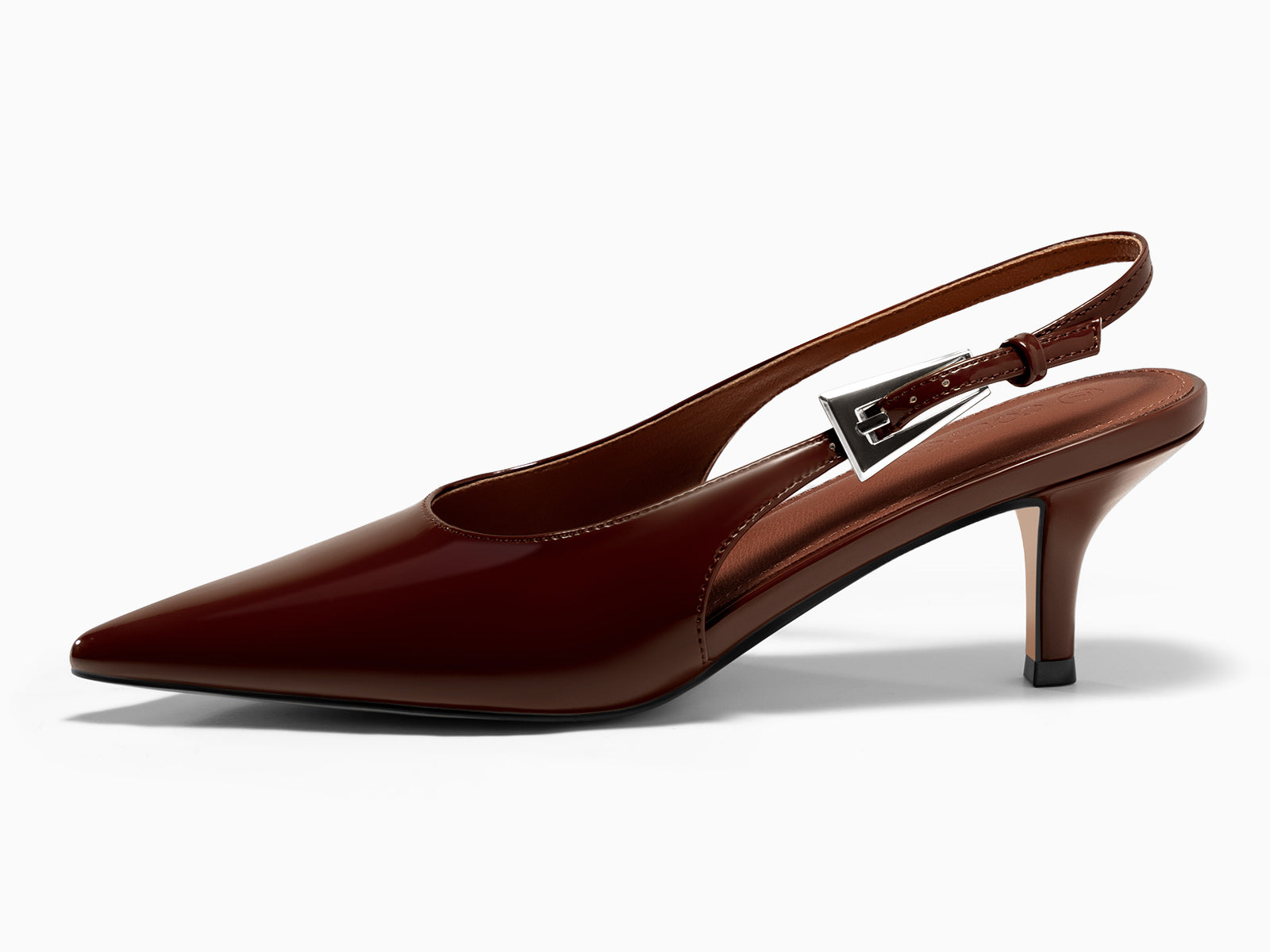 Coutgo Womens Red Brown Slingback Kitten Heels