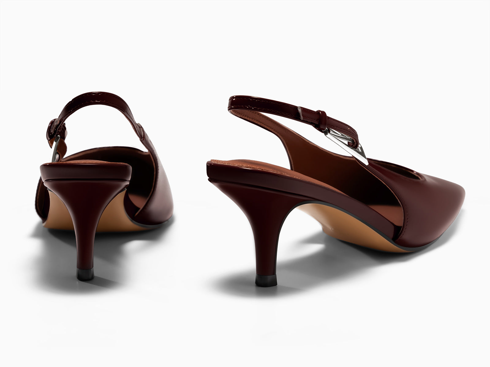 Coutgo Womens Red Brown Slingback Kitten Heels