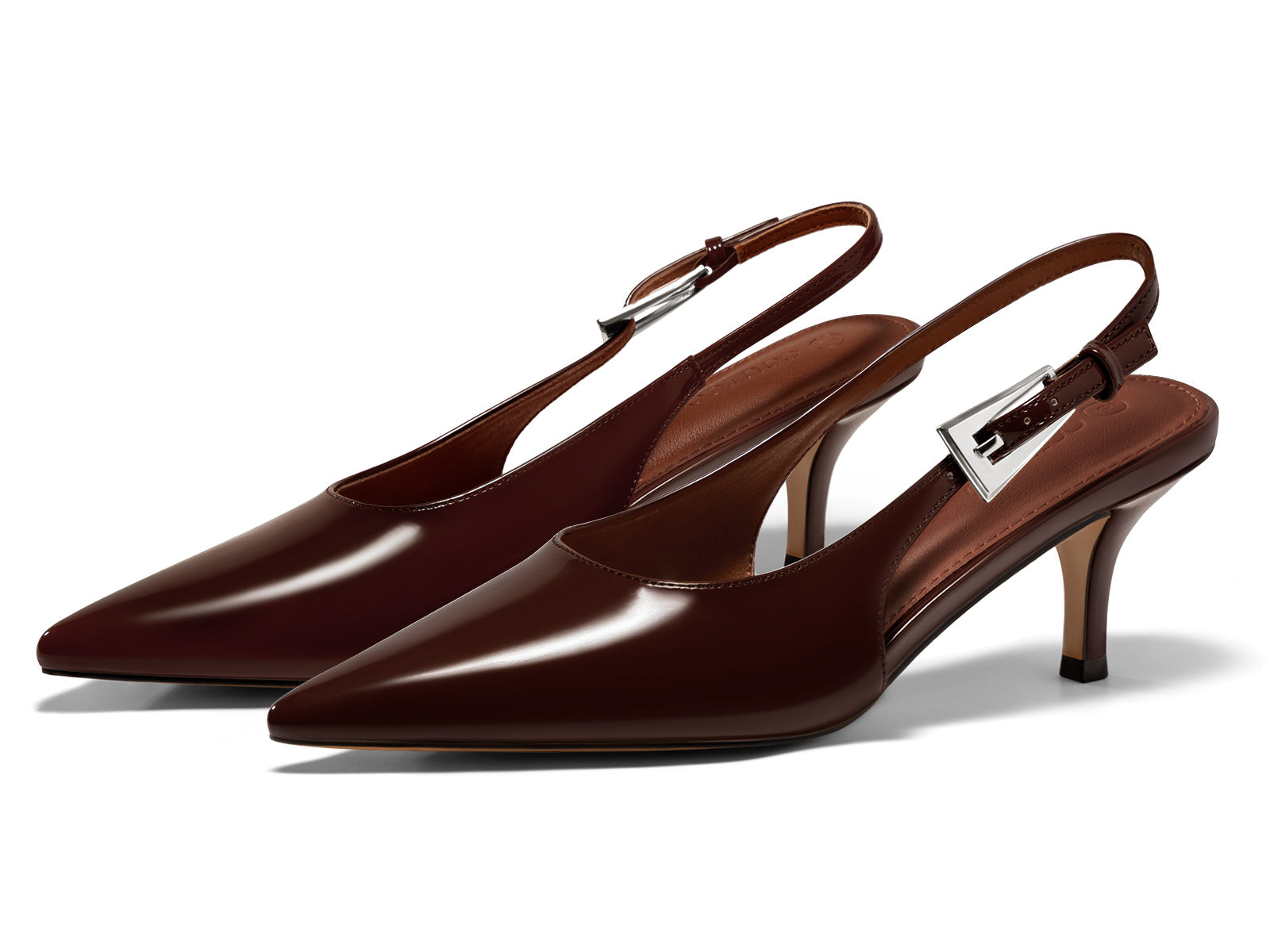 Coutgo Womens Red Brown Slingback Kitten Heels