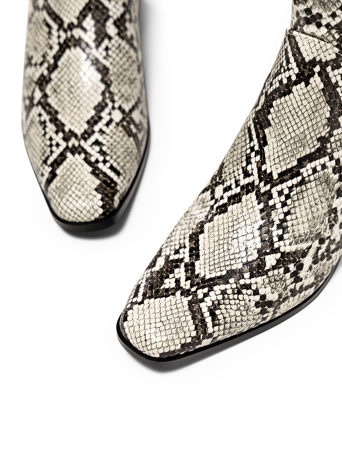 Coutgo Womens Snake Print Low Heel Ankle Boots