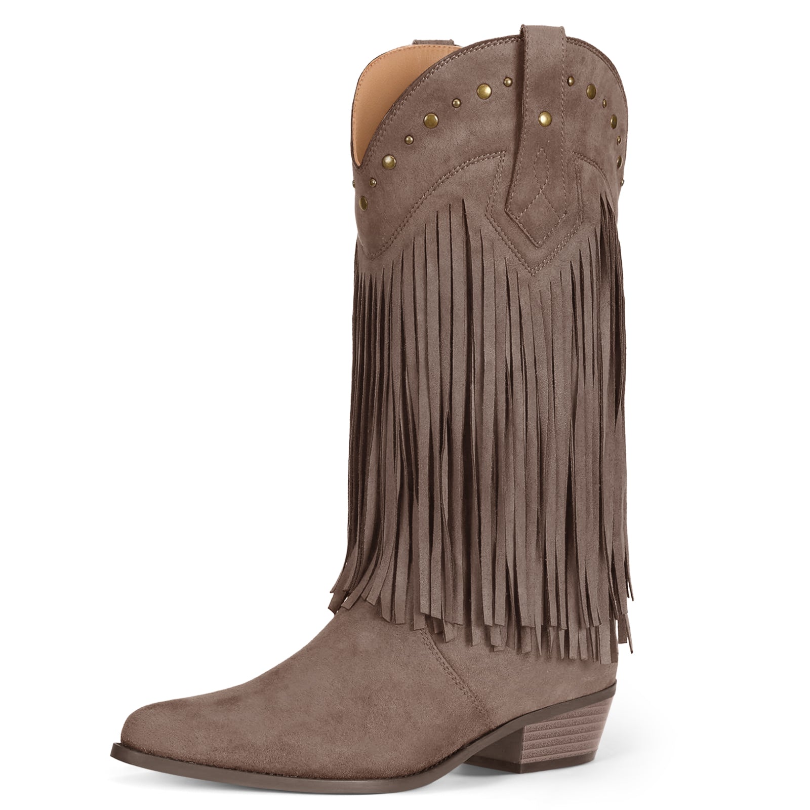 Coutgo Womens Taupe Western Cowboy Boots