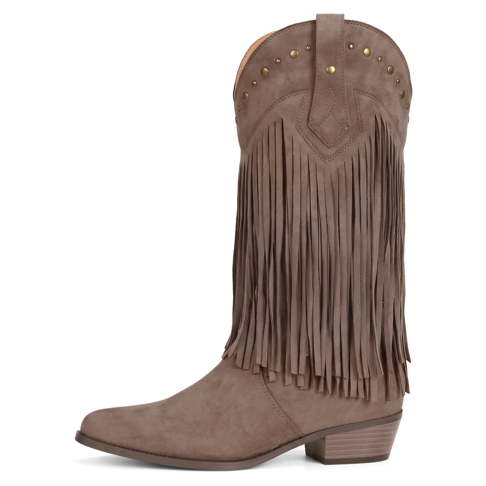 Coutgo Womens Taupe Western Cowboy Boots