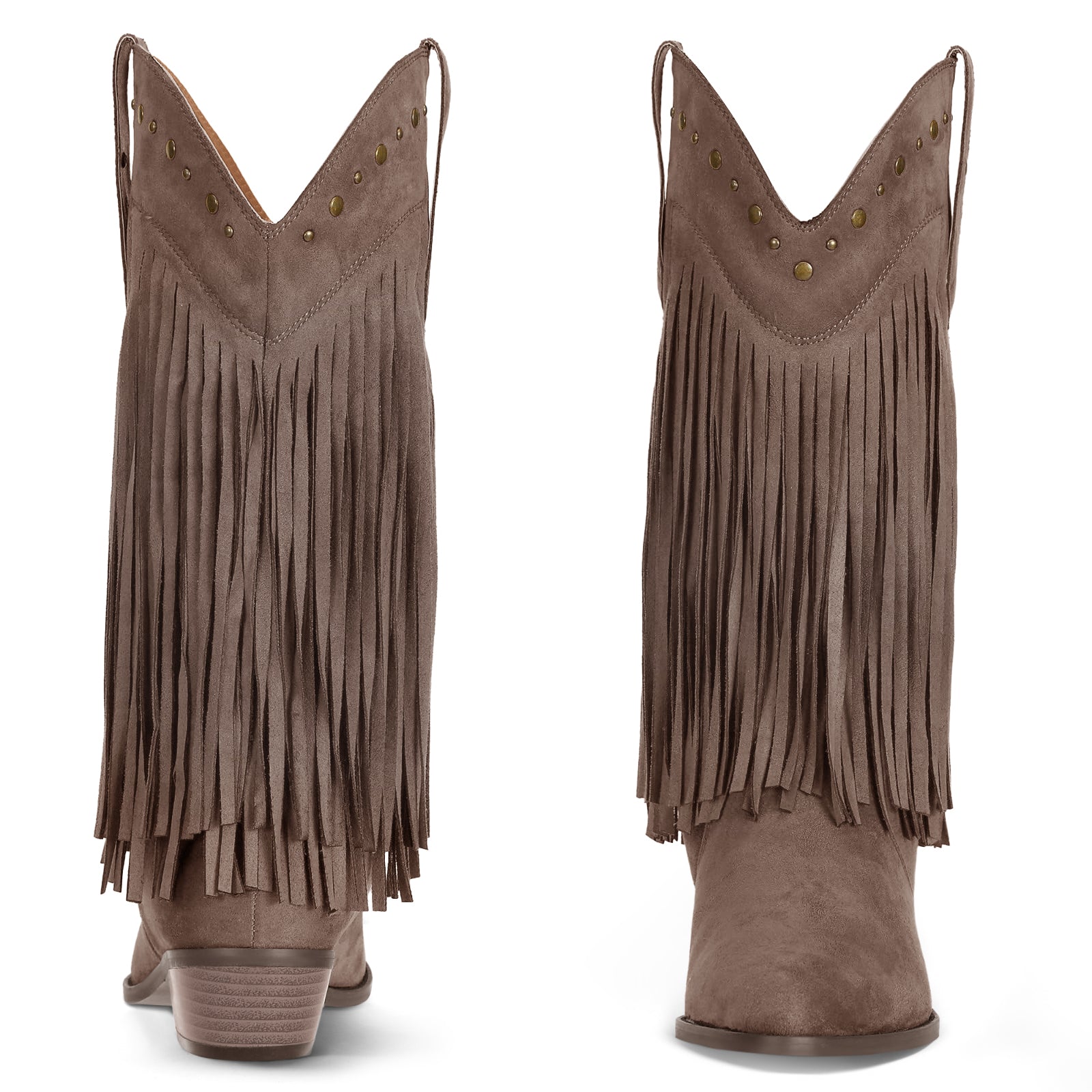 Coutgo Womens Taupe Western Cowboy Boots