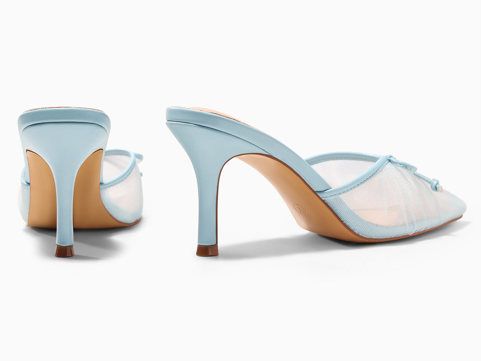 Coutgo Womens Mesh Sky Blue High Heels Pumps