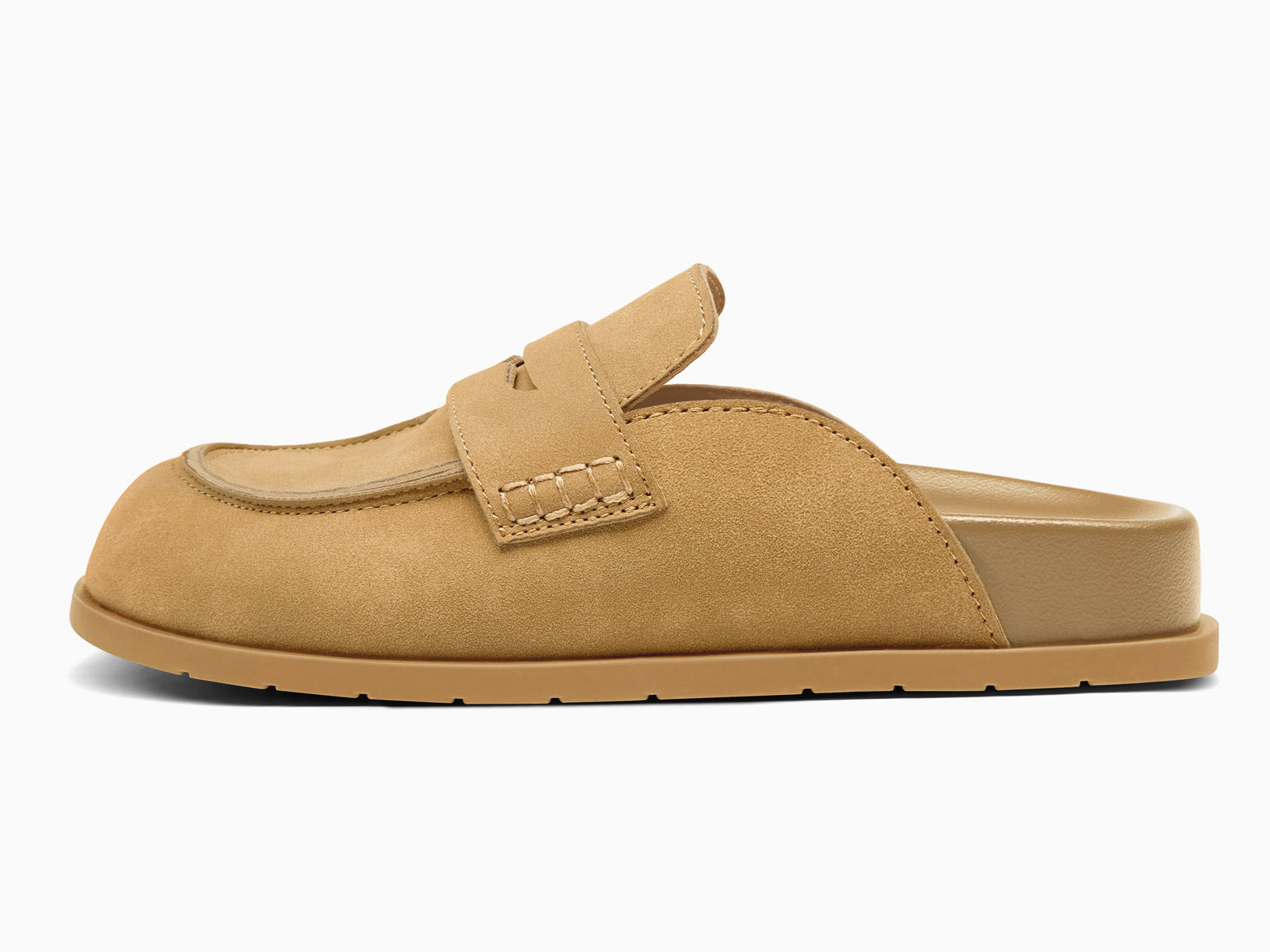Coutgo Women Camel Suede Platform Mules