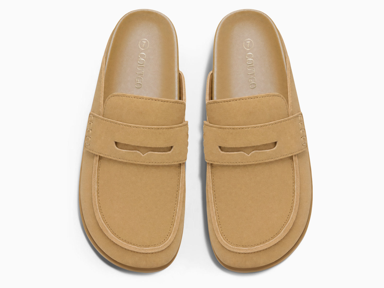 Coutgo Women Camel Suede Platform Mules