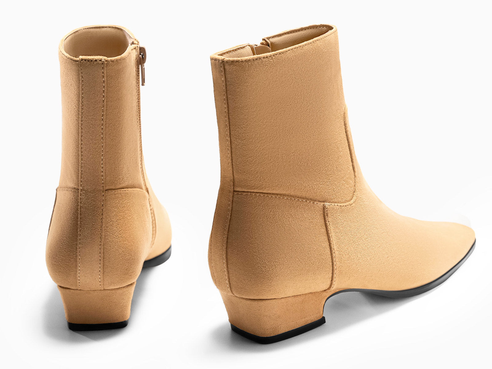 Coutgo Womens Camel Low Heel Ankle Boots