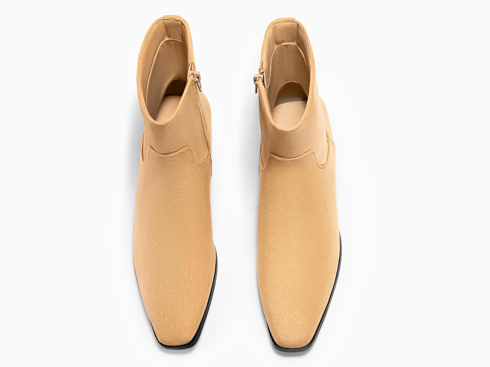 Coutgo Womens Camel Low Heel Ankle Boots