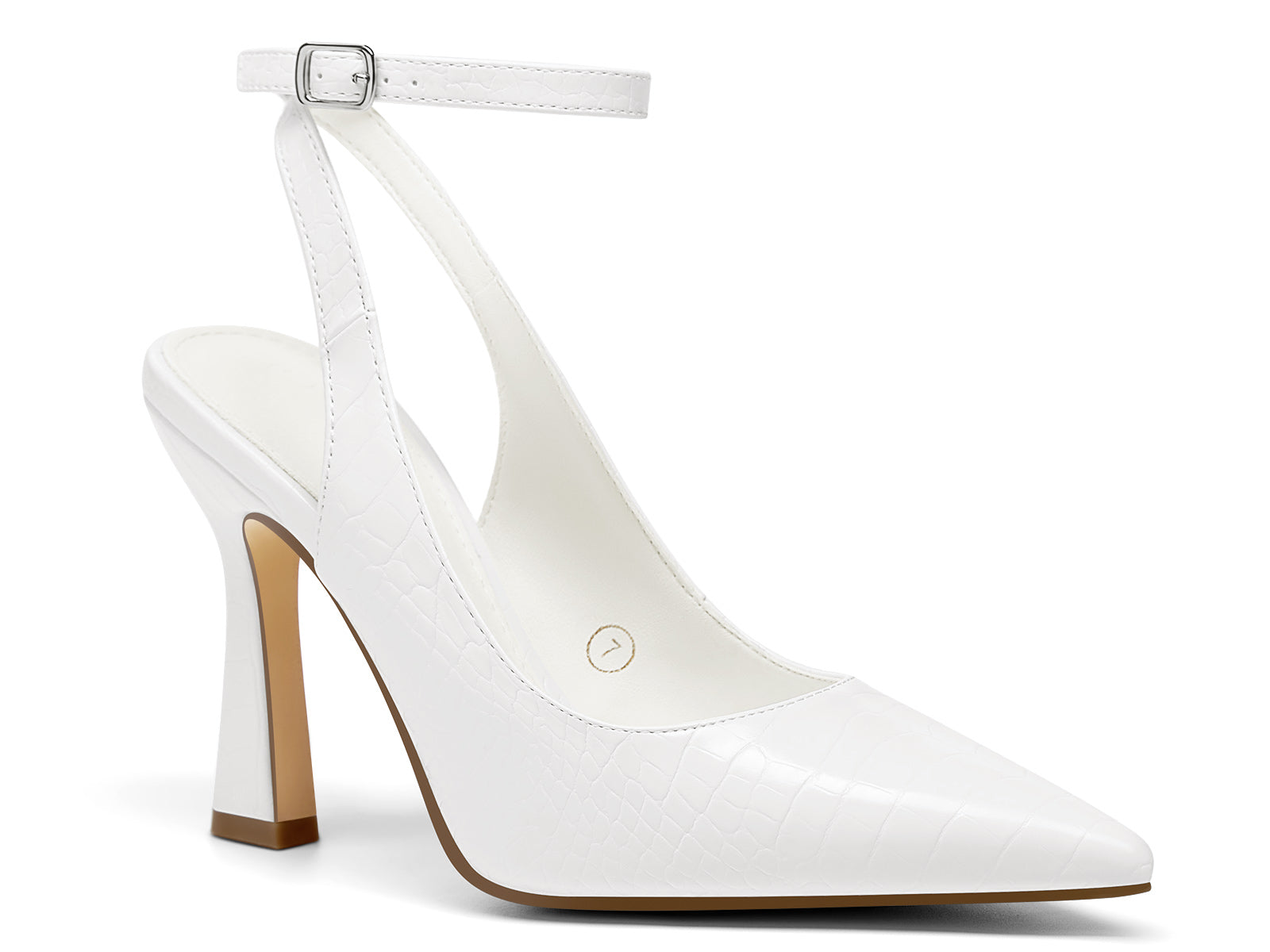 Coutgo Womens White Slingback Heels