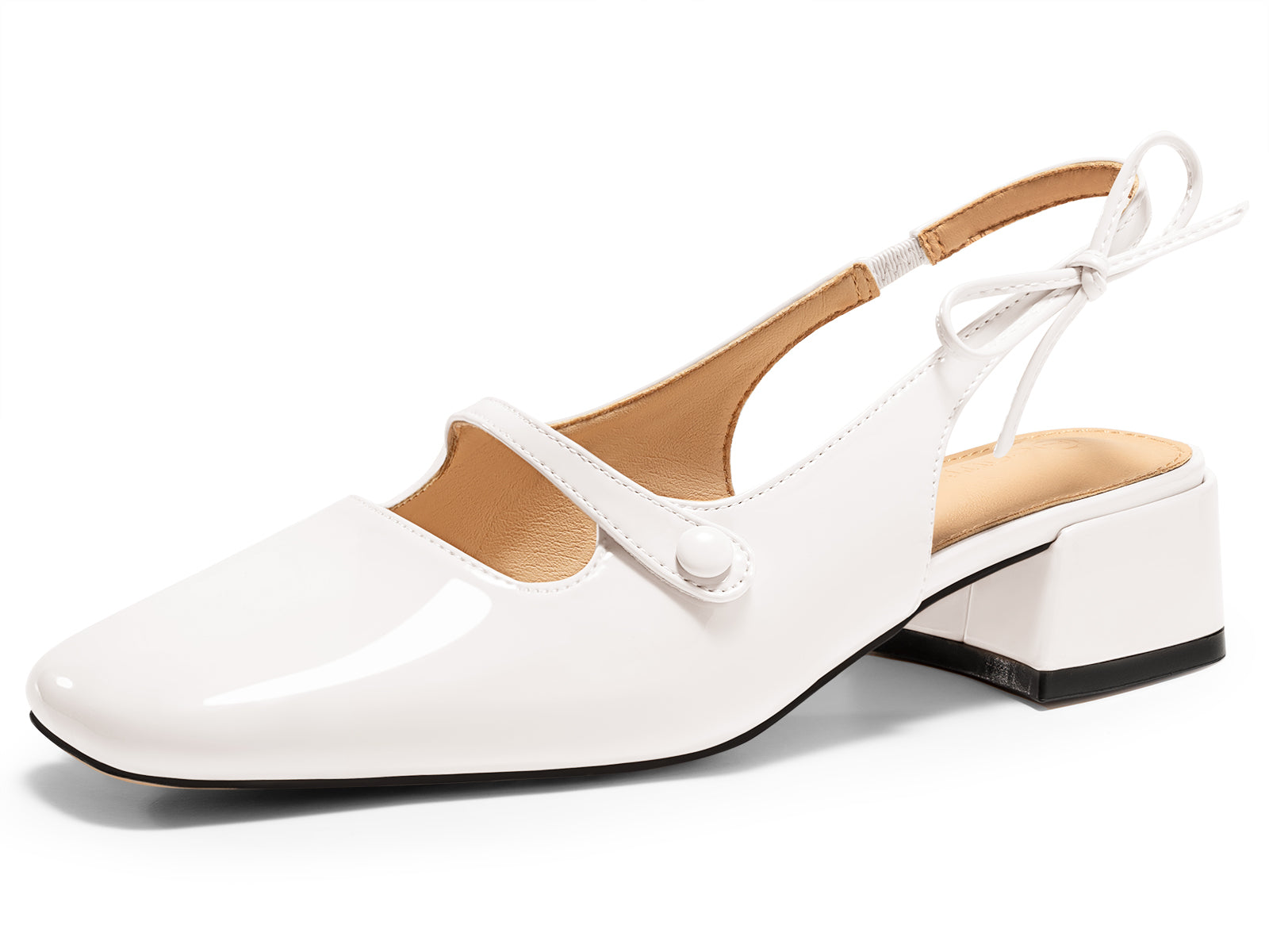Coutgo Womens White Mary Jane Shoes