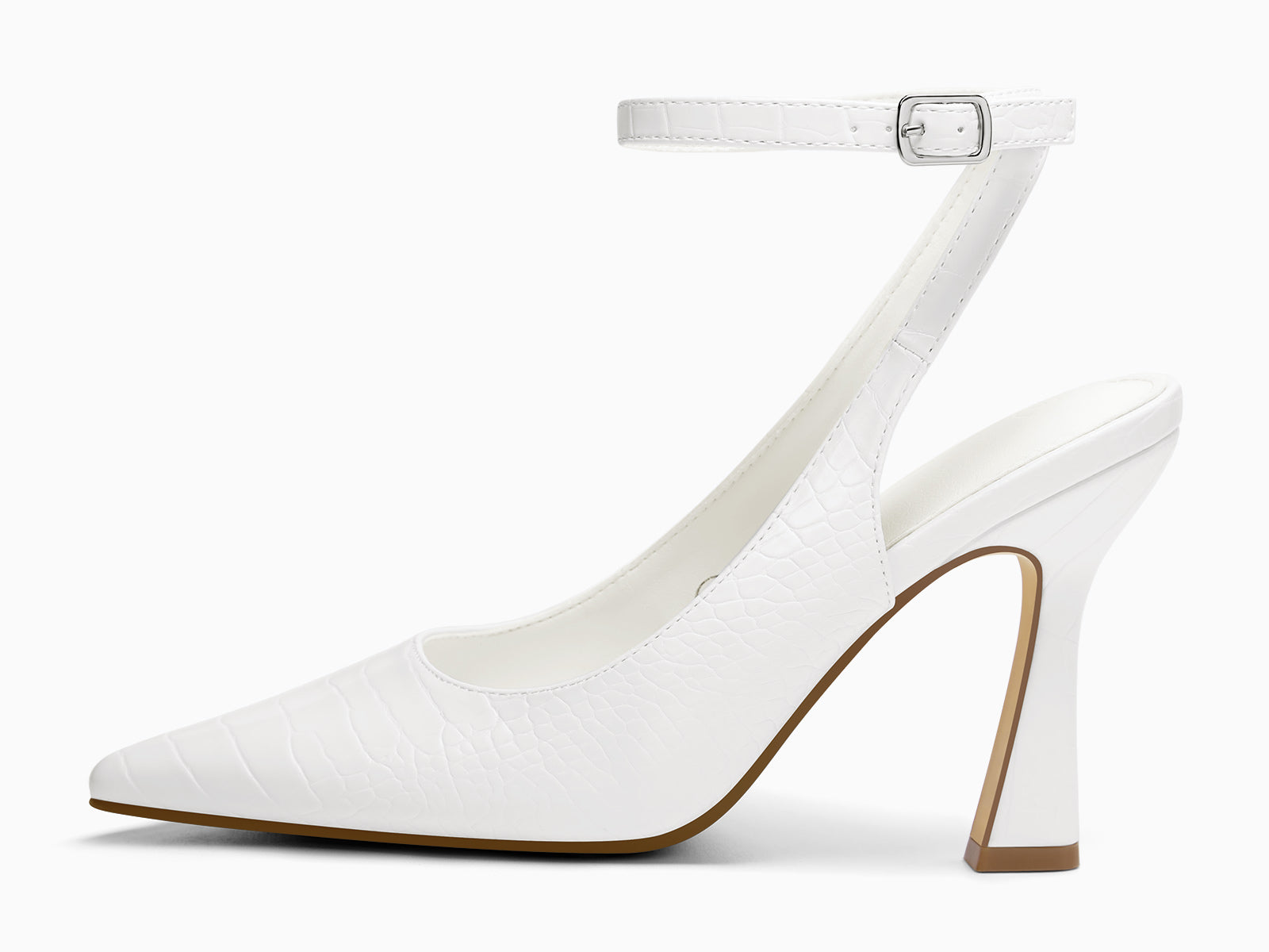 Coutgo Womens White Slingback Heels