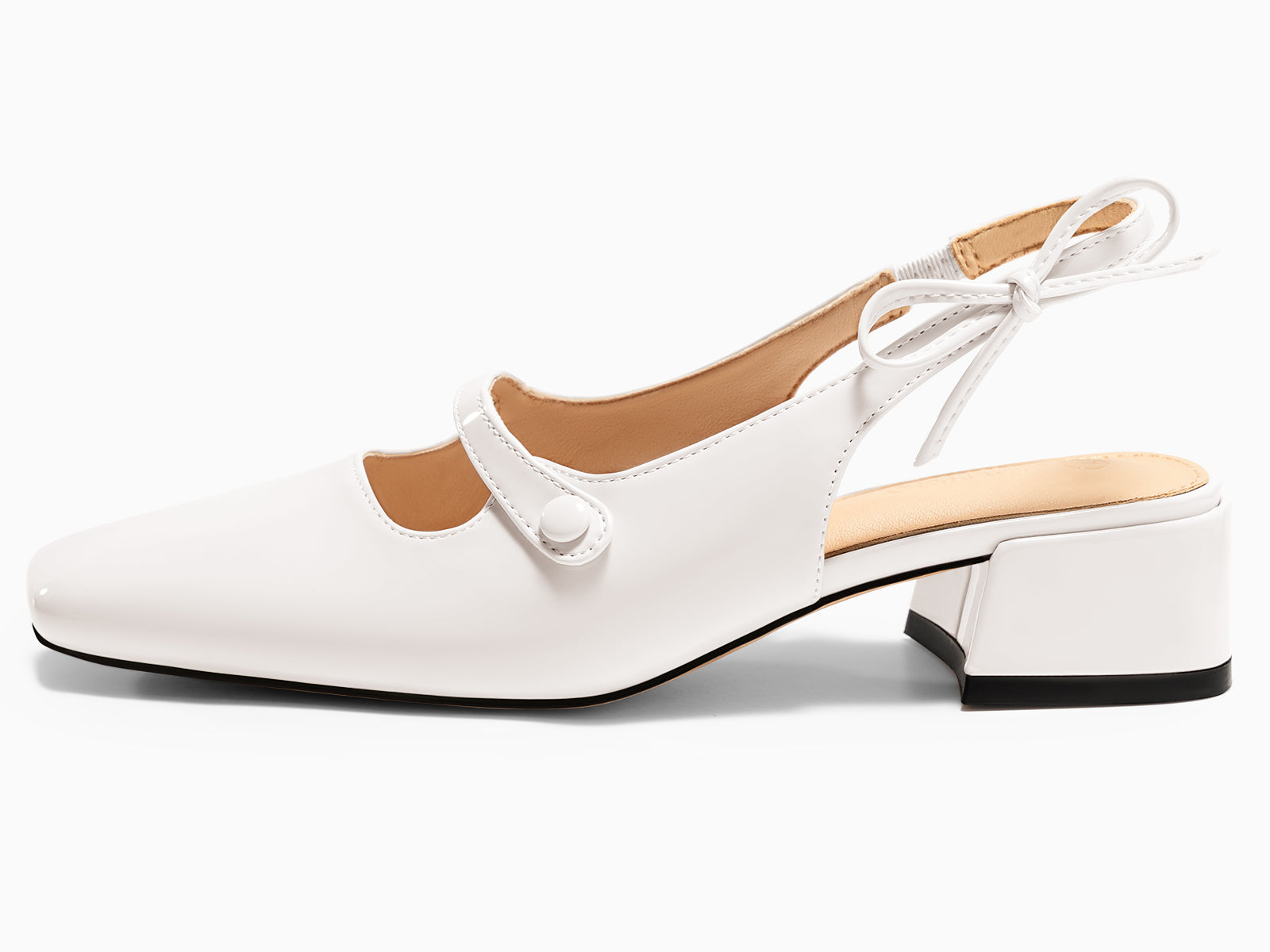 Coutgo Womens White Mary Jane Shoes