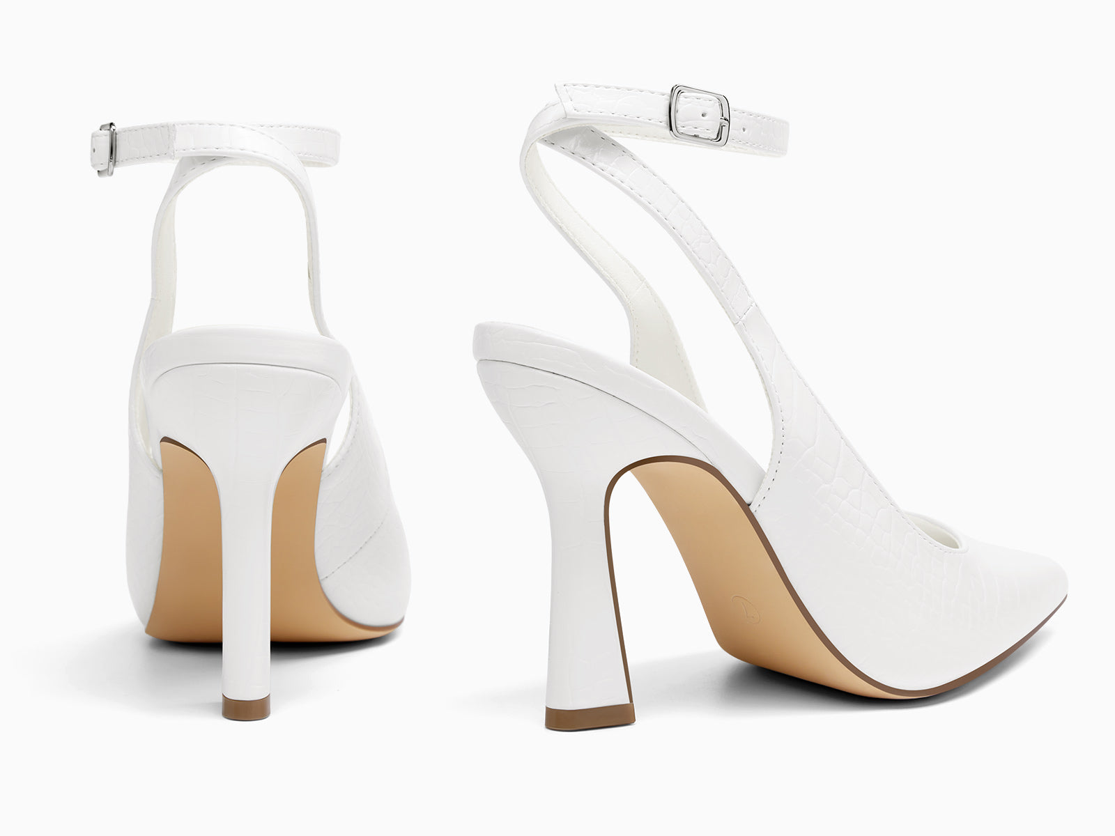 Coutgo Womens White Slingback Heels