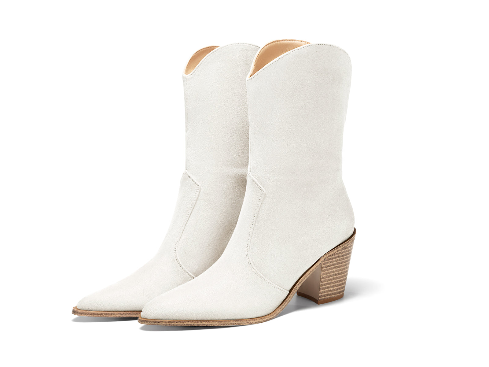 Coutgo Womens White Mid Calf Boots