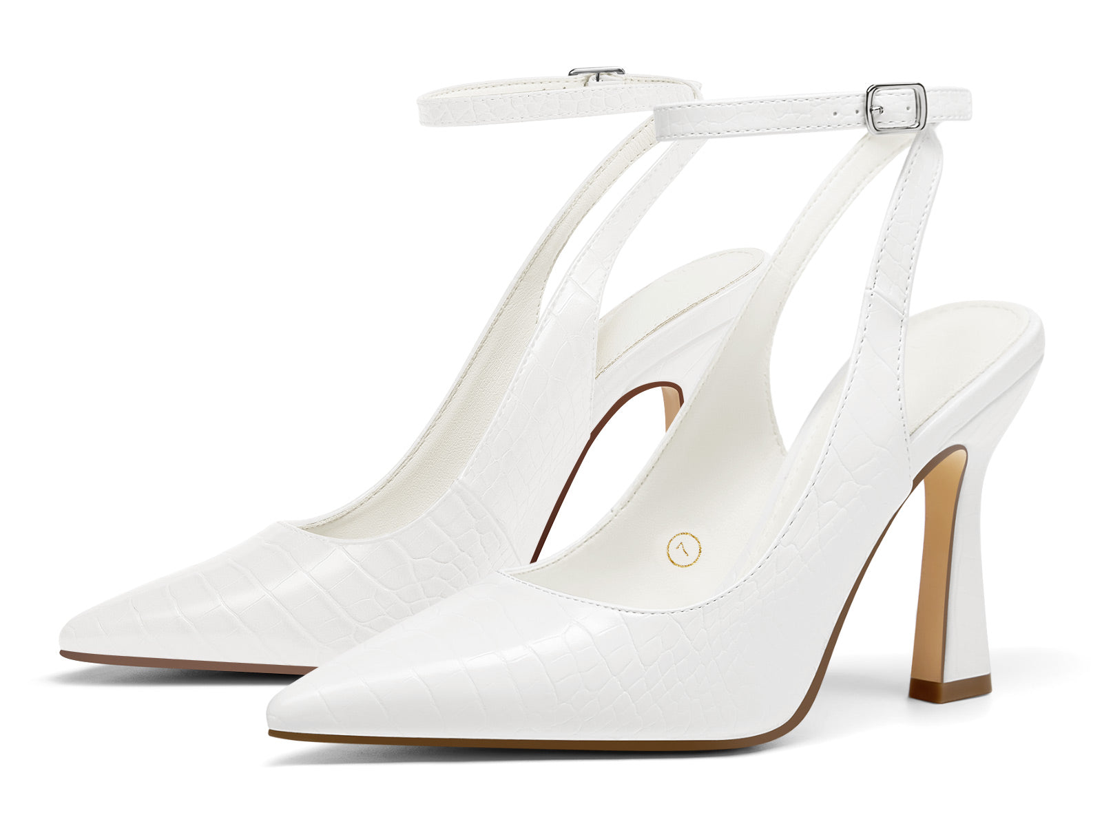 Coutgo Womens White Slingback Heels