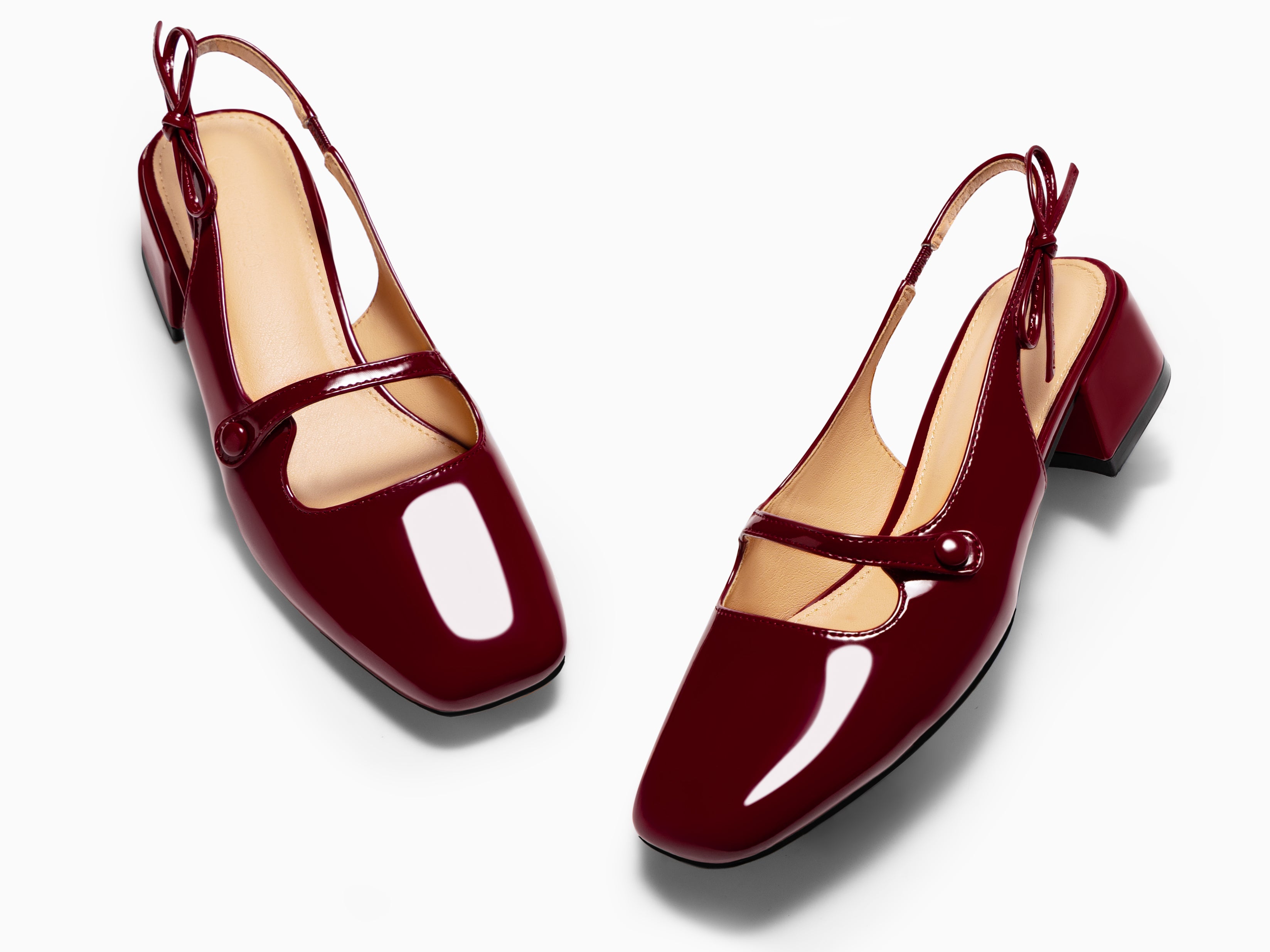 Coutgo Womens Wine Red Mary Jane Shoes